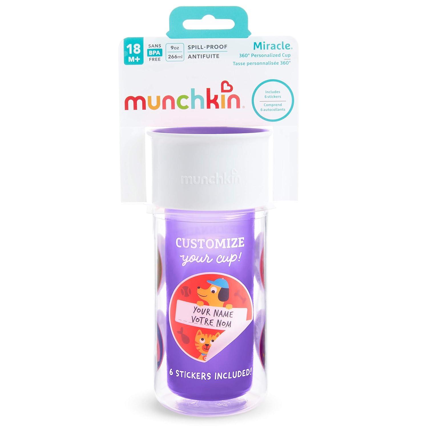 imageMunchkin Miracle 360 Insulated Sippy Cup Includes Stickers to Customize Cup 9 Ounce PurplePurple