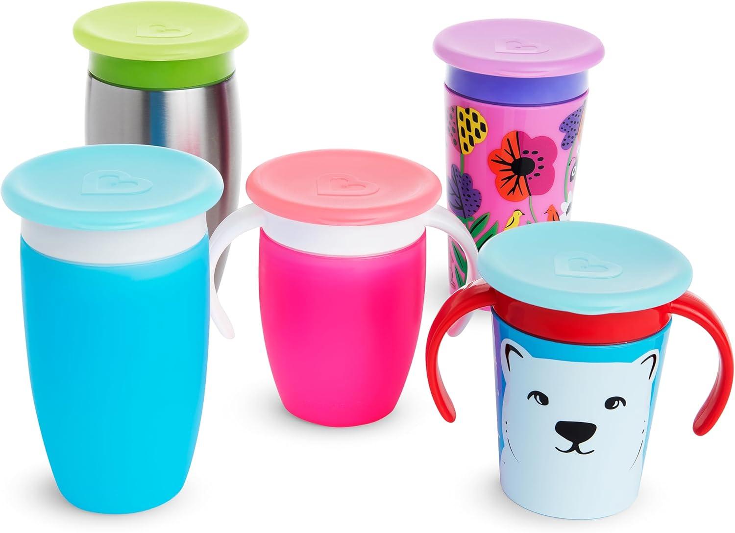 imageMunchkin Miracle 360 Sippy Cup Lids 4 Count PinkBlueGreenPurple4 Count Pack of 1