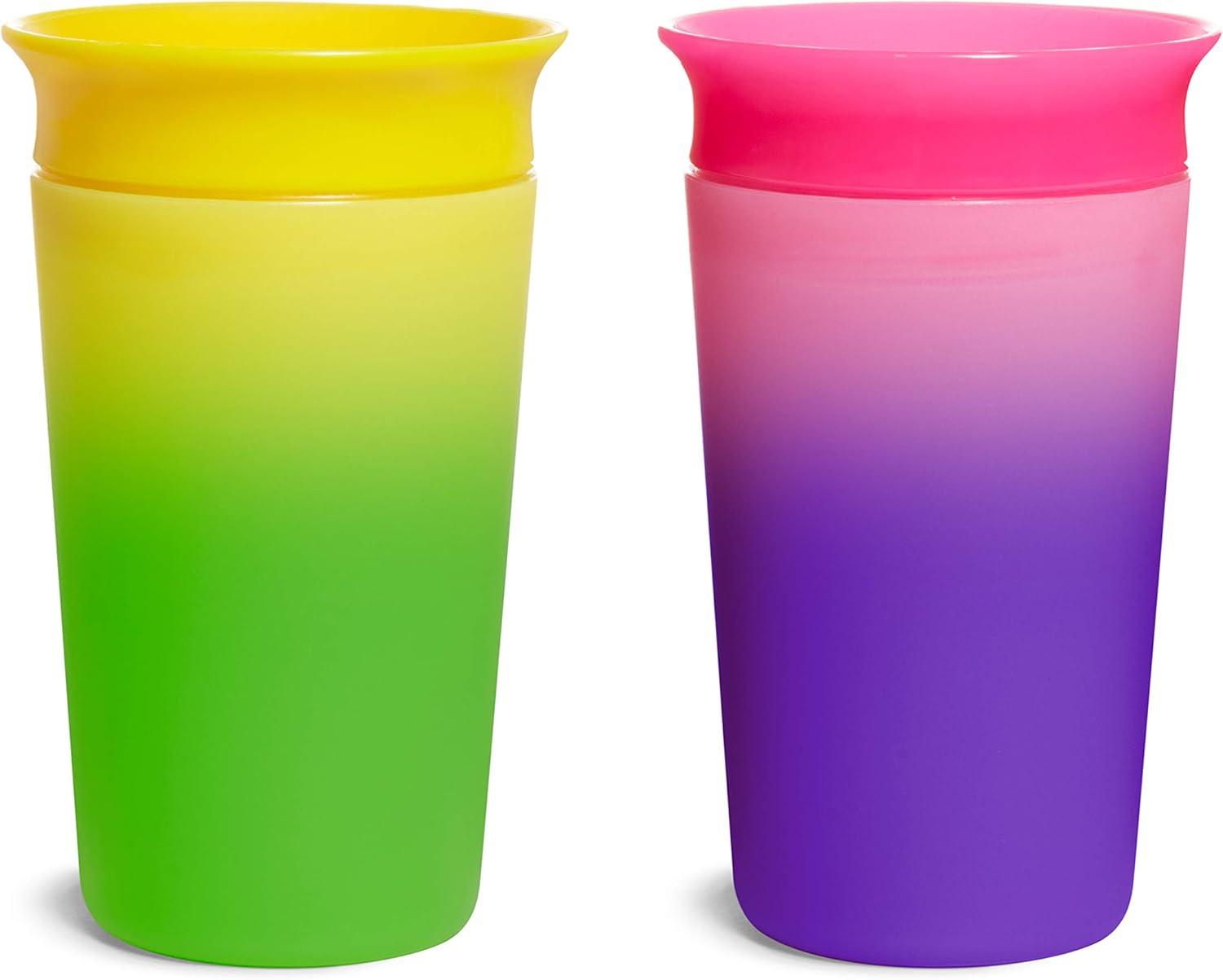 imageMunchkin Miracle 360 Sippy Cup for Toddlers Color Changes with Cold Drinks 9 Ounce 2 Pack PinkYellowPinkYellow