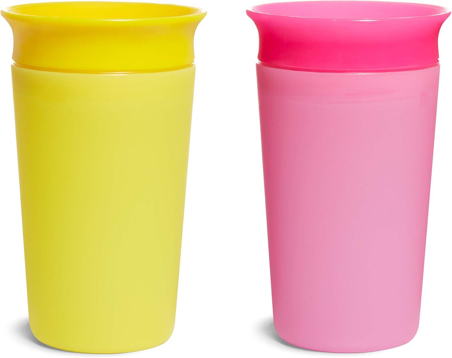 imageMunchkin Miracle 360 Sippy Cup for Toddlers Color Changes with Cold Drinks 9 Ounce 2 Pack PinkYellowPinkYellow