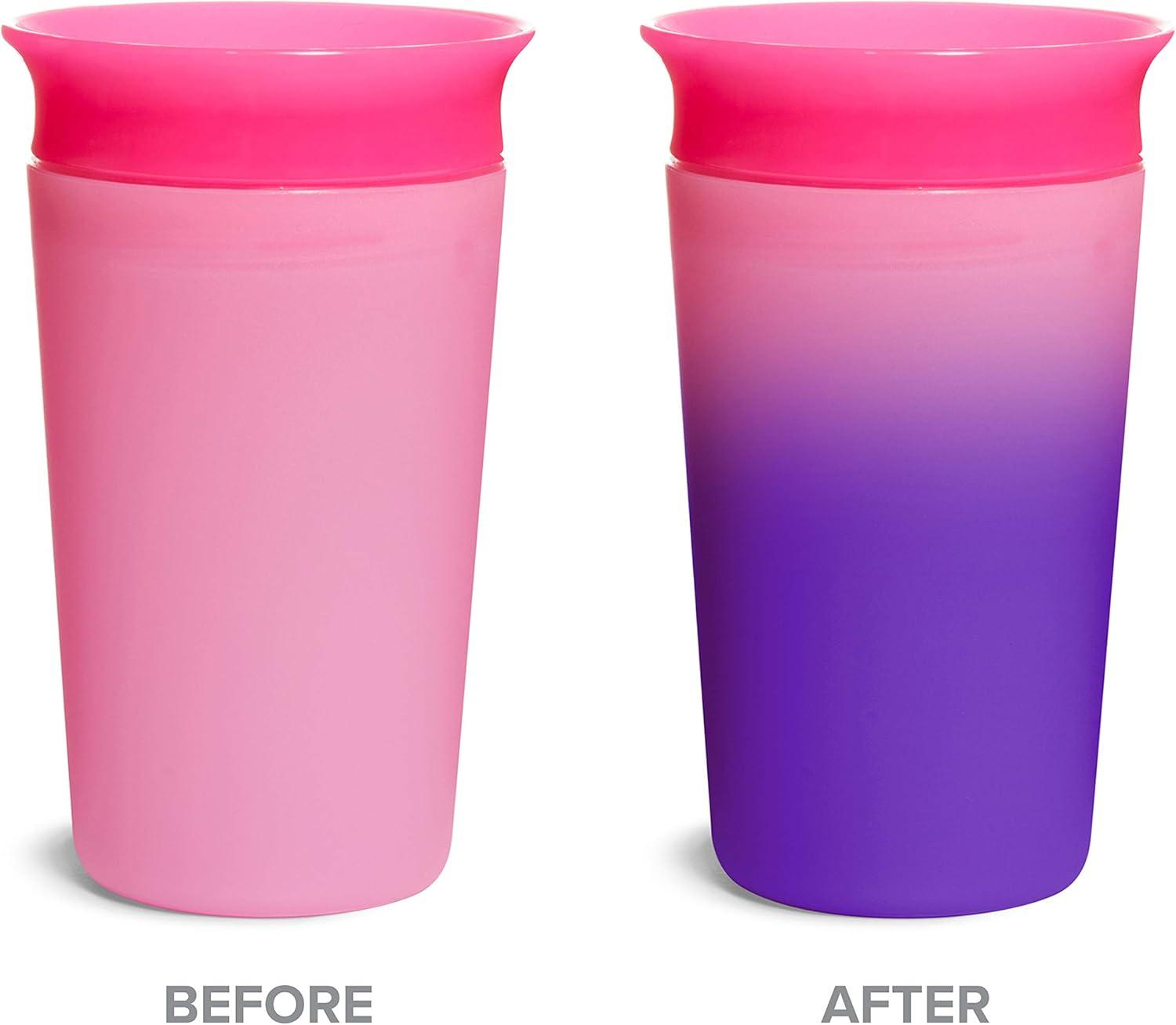 imageMunchkin Miracle 360 Sippy Cup for Toddlers Color Changes with Cold Drinks 9 Ounce 2 Pack PinkYellowPinkYellow