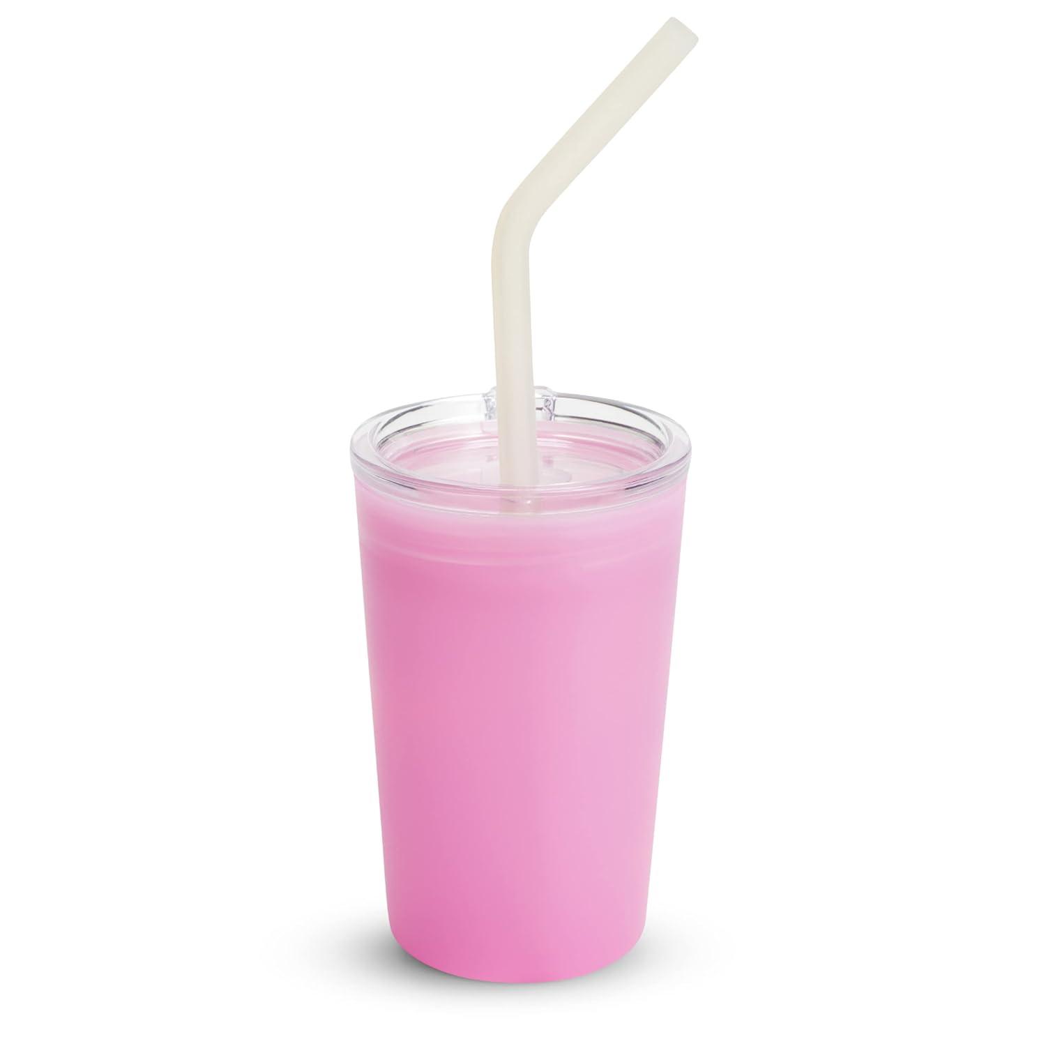 imageMunchkin Miracle 360 Sippy Cup for Toddlers Color Changes with Cold Drinks 9 Ounce PinkBlue  Straw  Sipper Lid