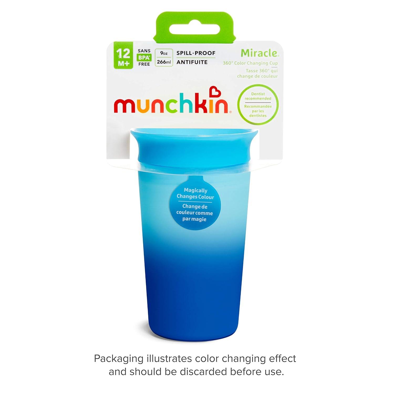 imageMunchkin Miracle 360 Sippy Cup for Toddlers Color Changes with Cold Drinks 9 Ounce PinkBlue