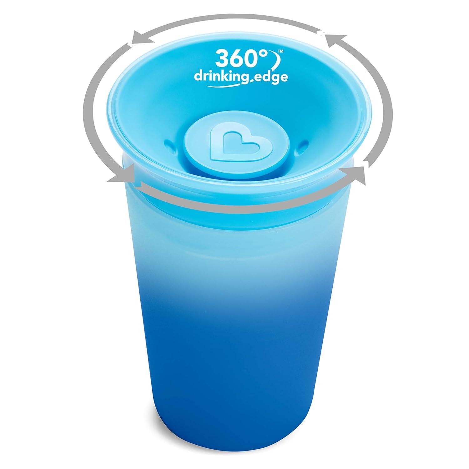 imageMunchkin Miracle 360 Sippy Cup for Toddlers Color Changes with Cold Drinks 9 Ounce PinkBlue