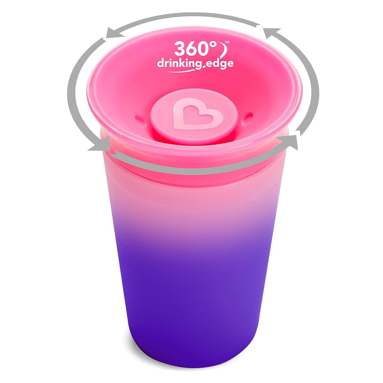 imageMunchkin Miracle 360 Sippy Cup for Toddlers Color Changes with Cold Drinks 9 Ounce PinkPink