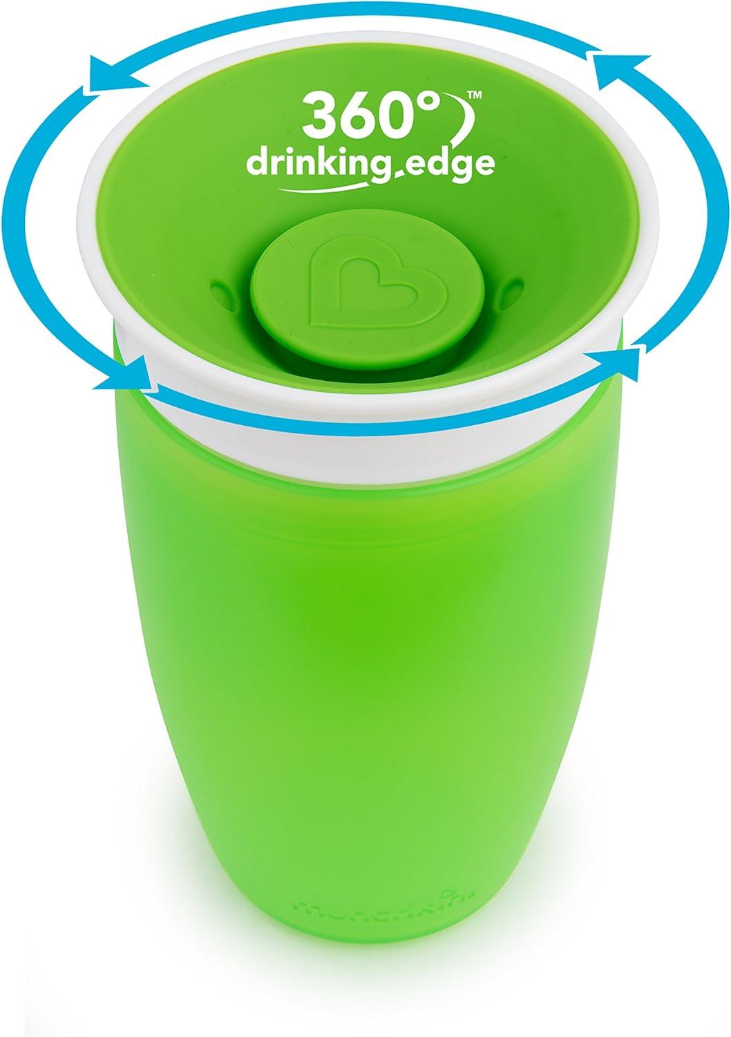imageMunchkin Miracle 360 Spill Proof Sippy Cups 24 and 10 Ounce 2 Pack Blue  Toddler and Adult SetGreenWhite