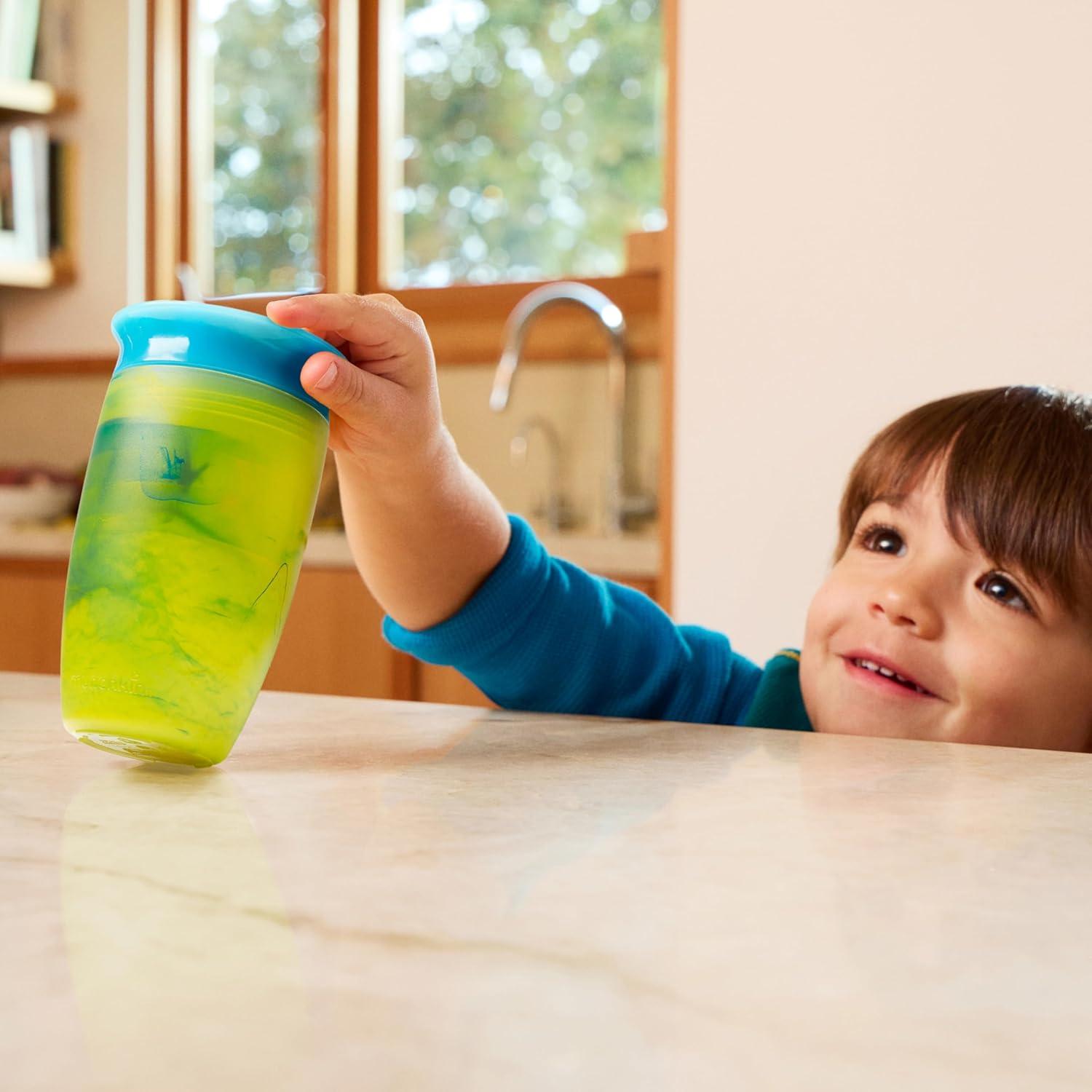 imageMunchkin Miracle 360 Toddler Sippy Cup Spill Proof 10 Ounce Tropical Swirl BlueMultiBlue