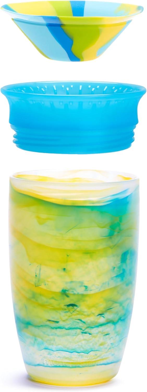 imageMunchkin Miracle 360 Toddler Sippy Cup Spill Proof 10 Ounce Tropical Swirl BlueMultiBlue
