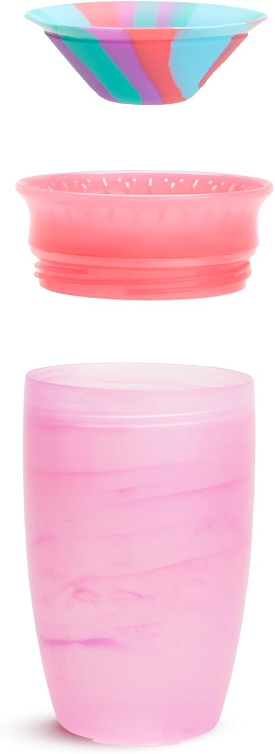 imageMunchkin Miracle 360 Toddler Sippy Cup Spill Proof 10 Ounce Tropical Swirl PinkMultiPink
