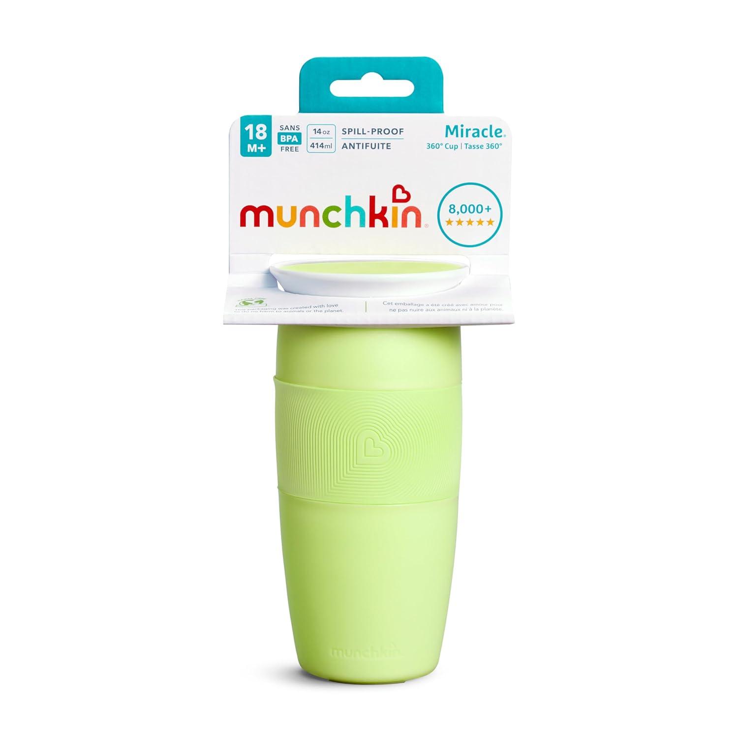 imageMunchkin Miracle 360 Toddler Sippy Cup Spill Proof 14 Ounce Blue Pack of 2Green