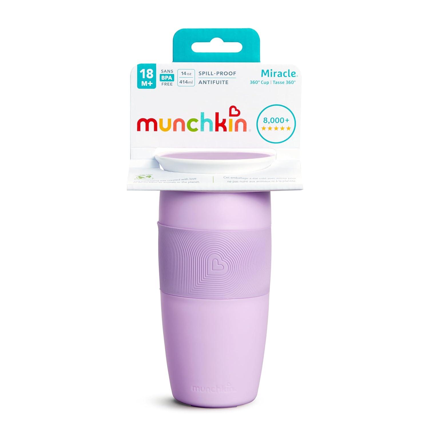 imageMunchkin Miracle 360 Toddler Sippy Cup Spill Proof 14 Ounce Blue Pack of 2Purple