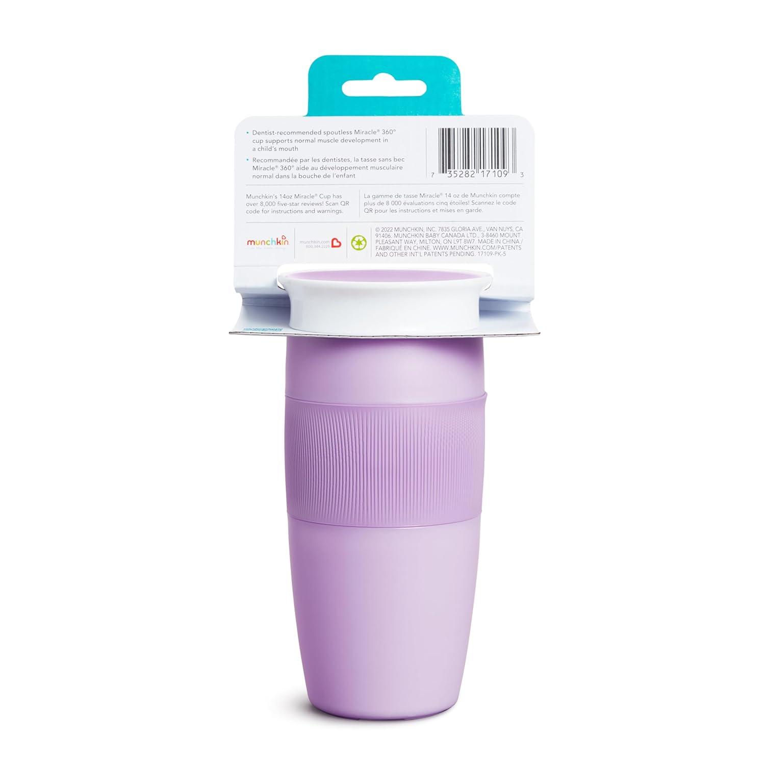 imageMunchkin Miracle 360 Toddler Sippy Cup Spill Proof 14 Ounce Blue Pack of 2Purple