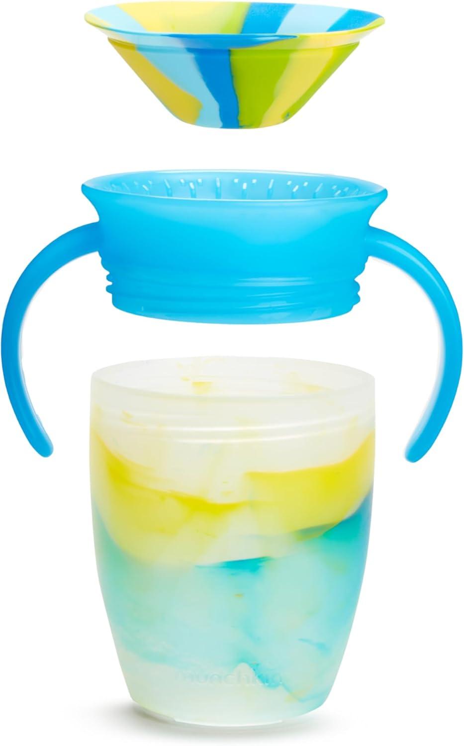 imageMunchkin Miracle 360 Trainer Sippy Cup with Handles Spill Proof 7 Ounce Tropical Swirl BlueMultiBlue