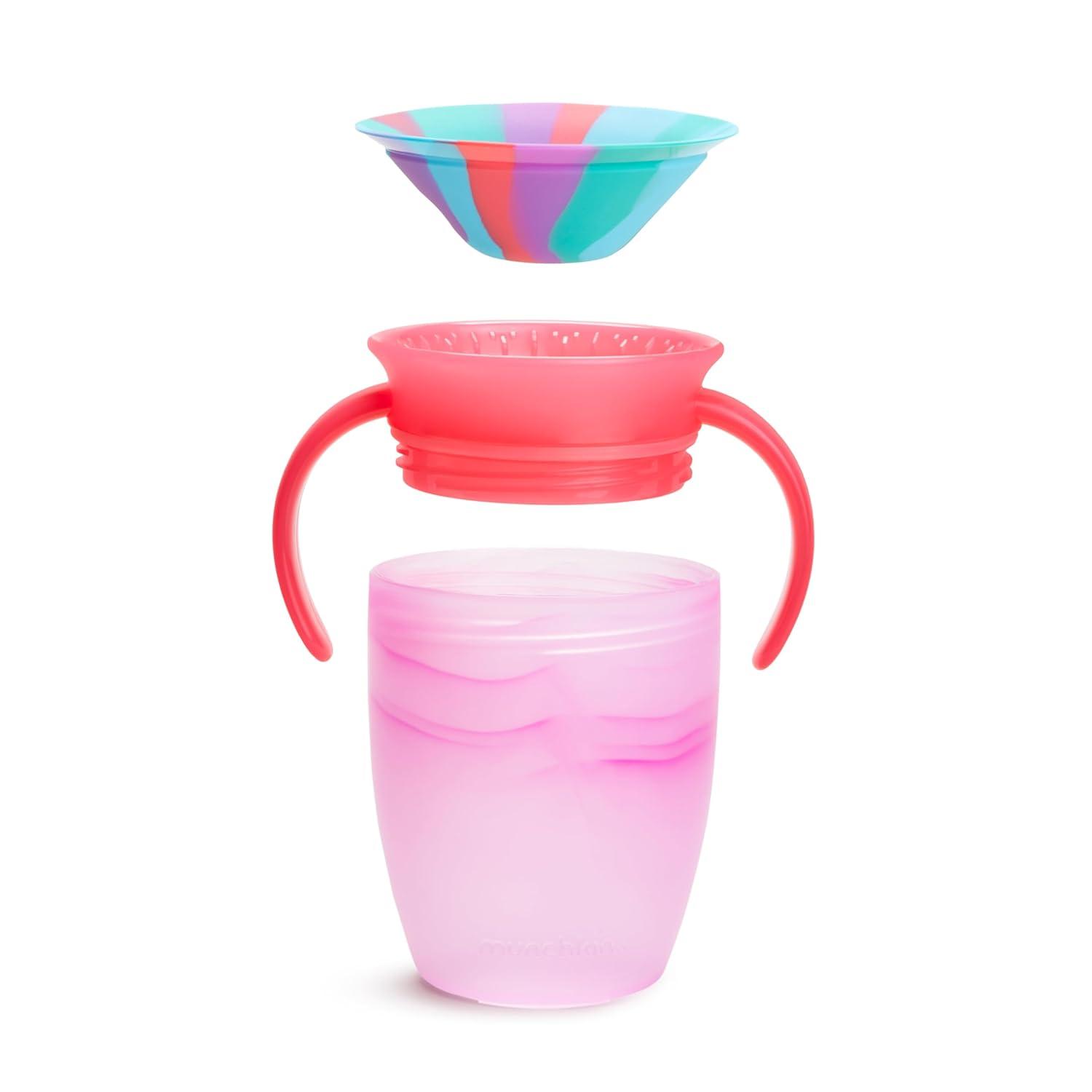 imageMunchkin Miracle 360 Trainer Sippy Cup with Handles Spill Proof 7 Ounce Tropical Swirl Pink Multi