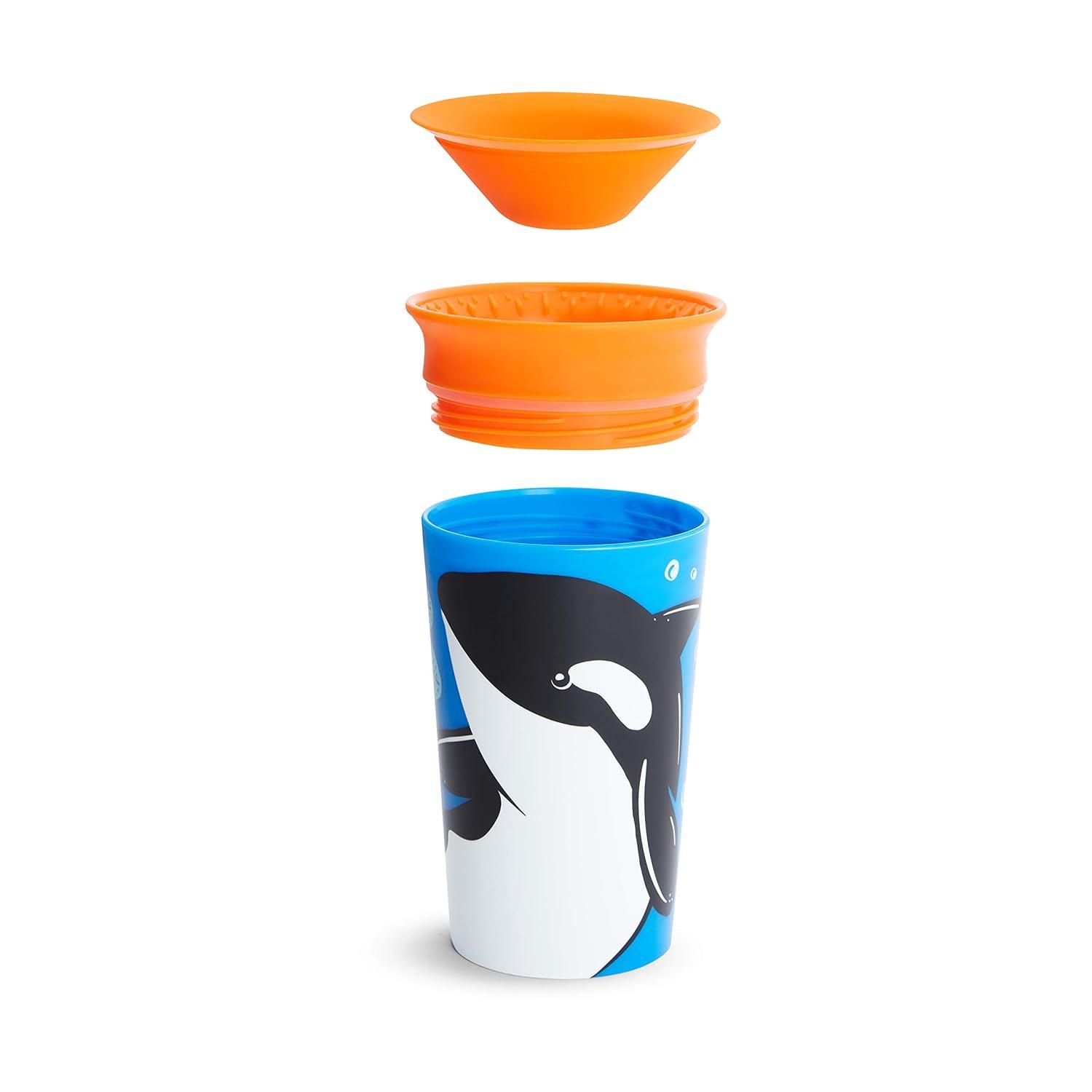 imageMunchkin Miracle 360 WildLove Sippy Cup 9 Ounce Orca and 3pc Sipper and Straw Lid