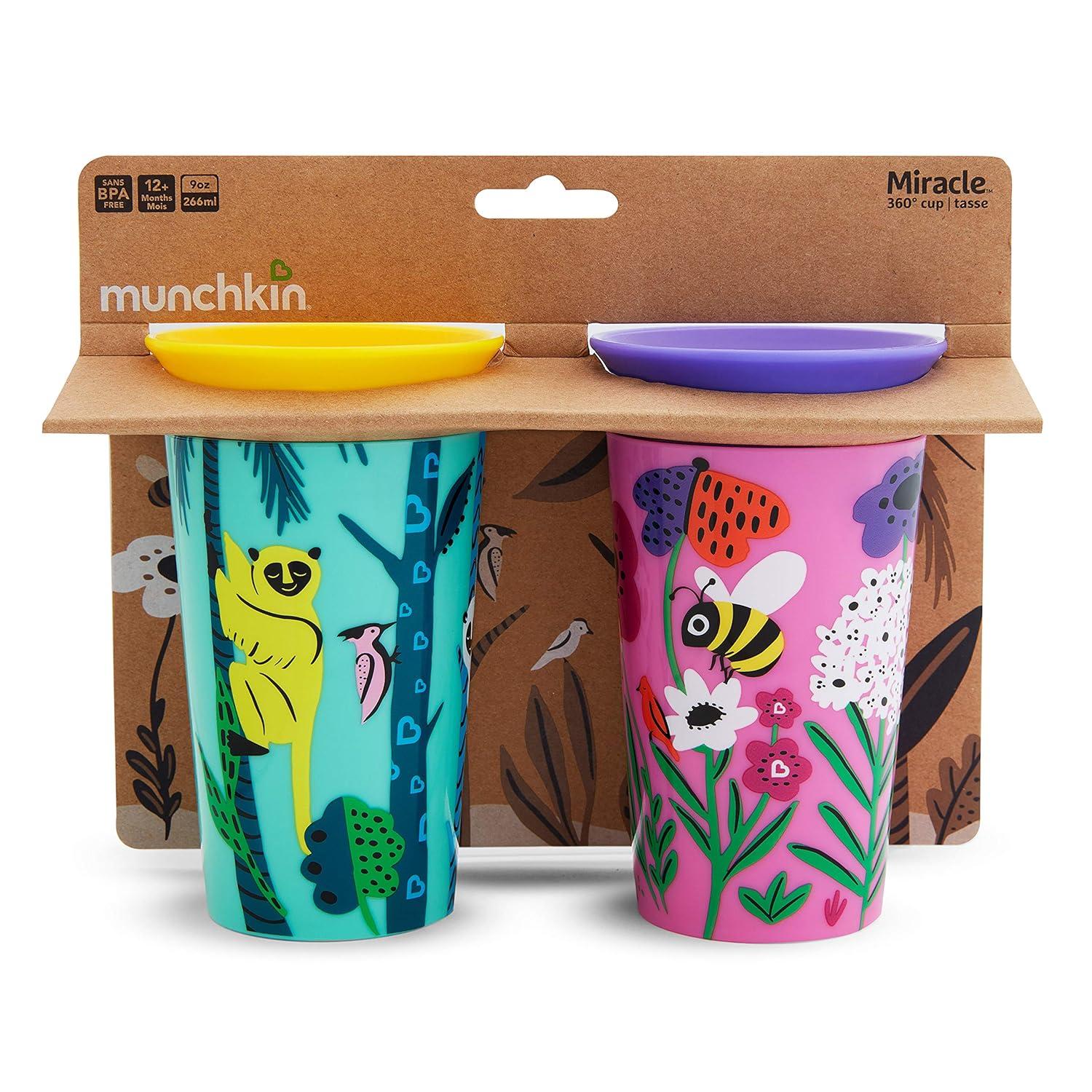 imageMunchkin Miracle 360 WildLove Sippy Cup 9 Oz 2 Pack BeeLemur9 Ounces