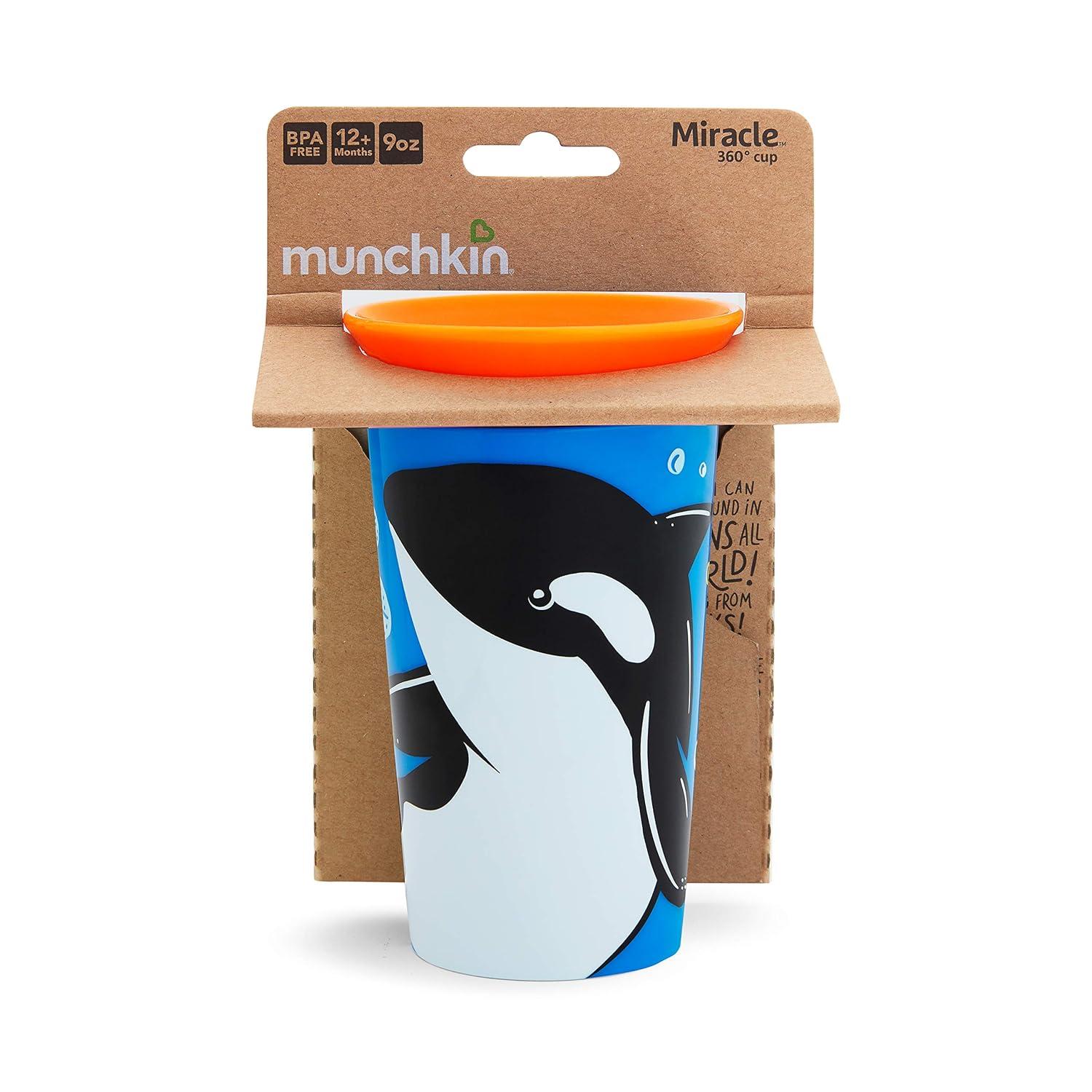imageMunchkin Miracle 360 WildLove Sippy Cup 9 Oz Orca 1 Pack9 Ounces