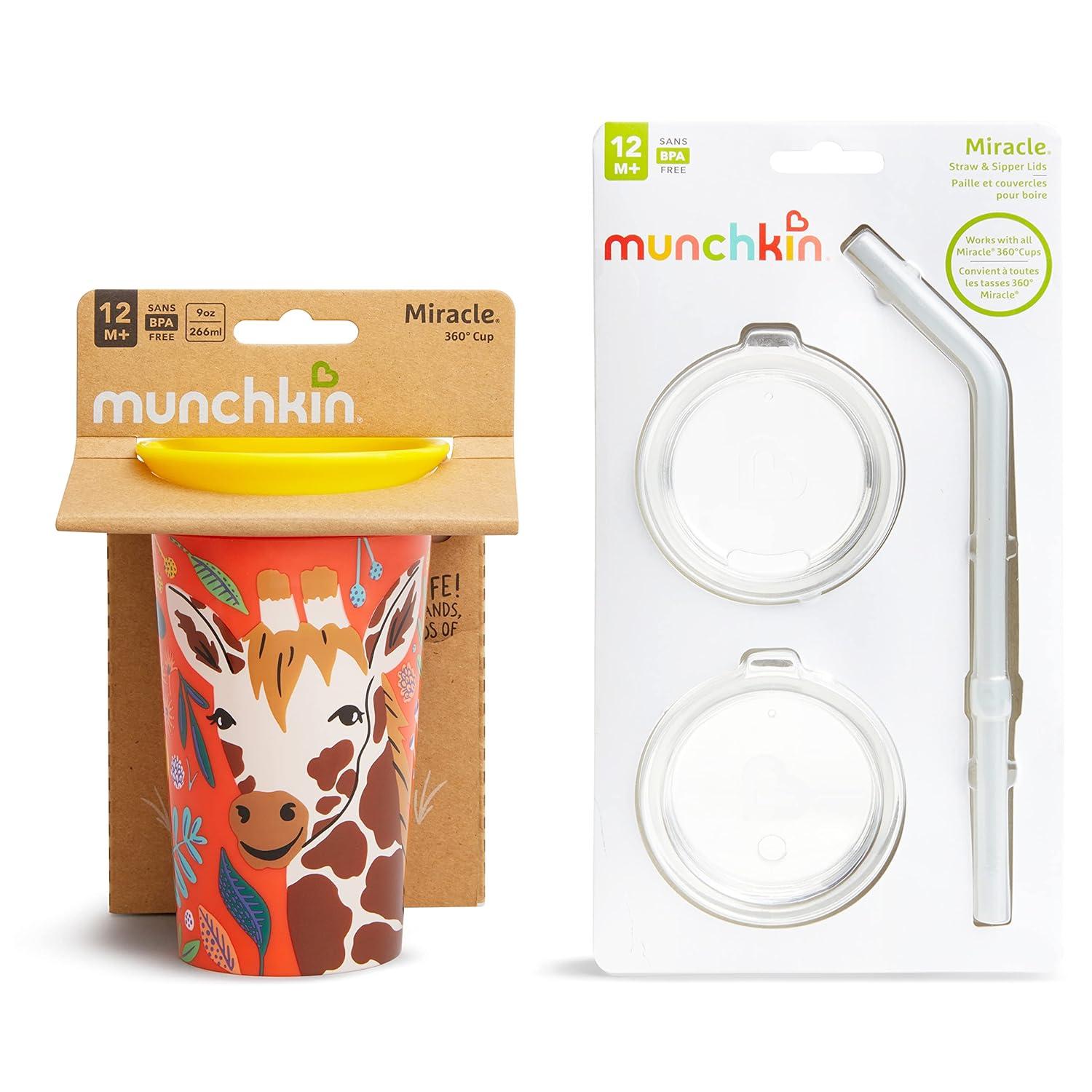 imageMunchkin Miracle 360 Wildlove Sippy Cup 9 Oz Giraffe Sipper and lid