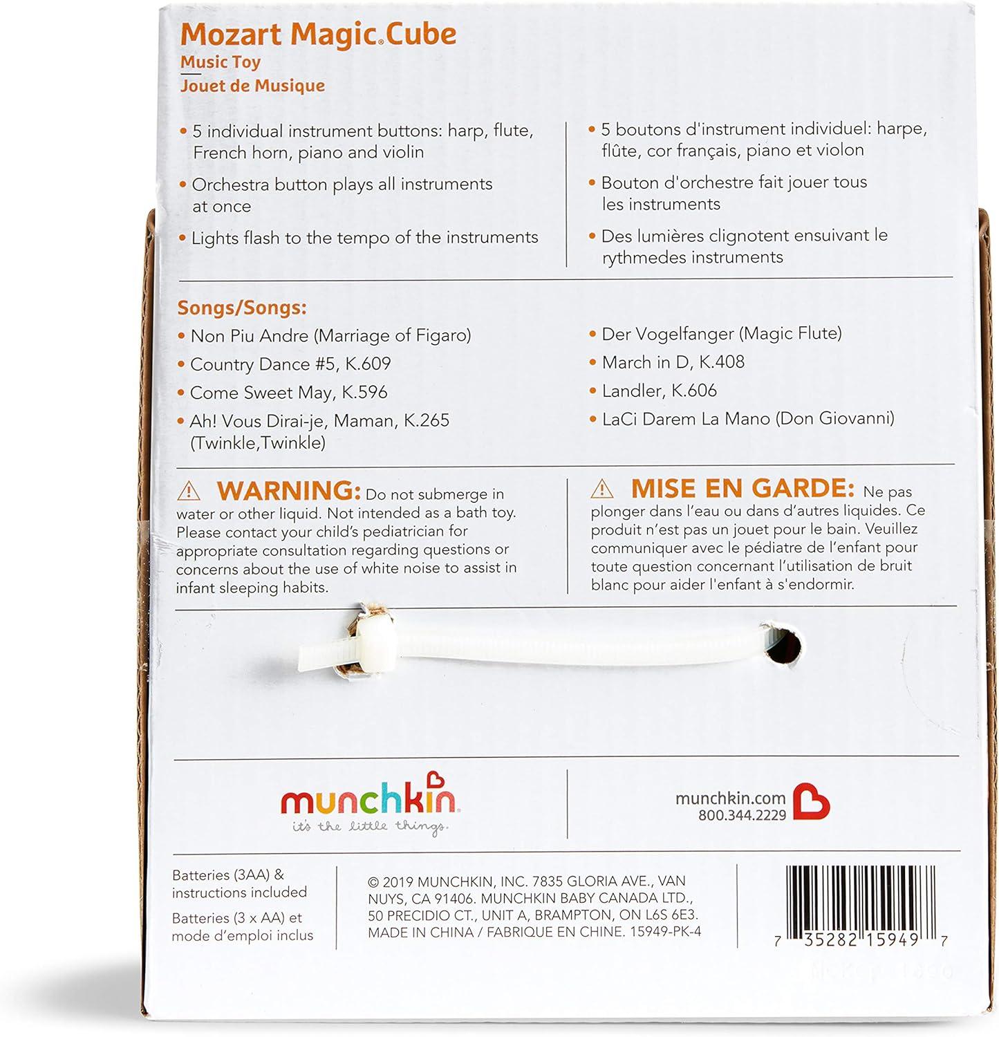 imageMunchkin Mozart Magic Cube Music Toy for Baby and Toddler  Includes 5 Instrument Sounds 8 Mozart Songs and Lights1 Count Pack of 1