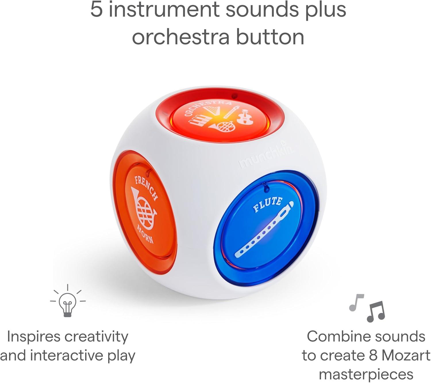 imageMunchkin Mozart Magic Cube Music Toy for Baby and Toddler  Includes 5 Instrument Sounds 8 Mozart Songs and Lights1 Count Pack of 1