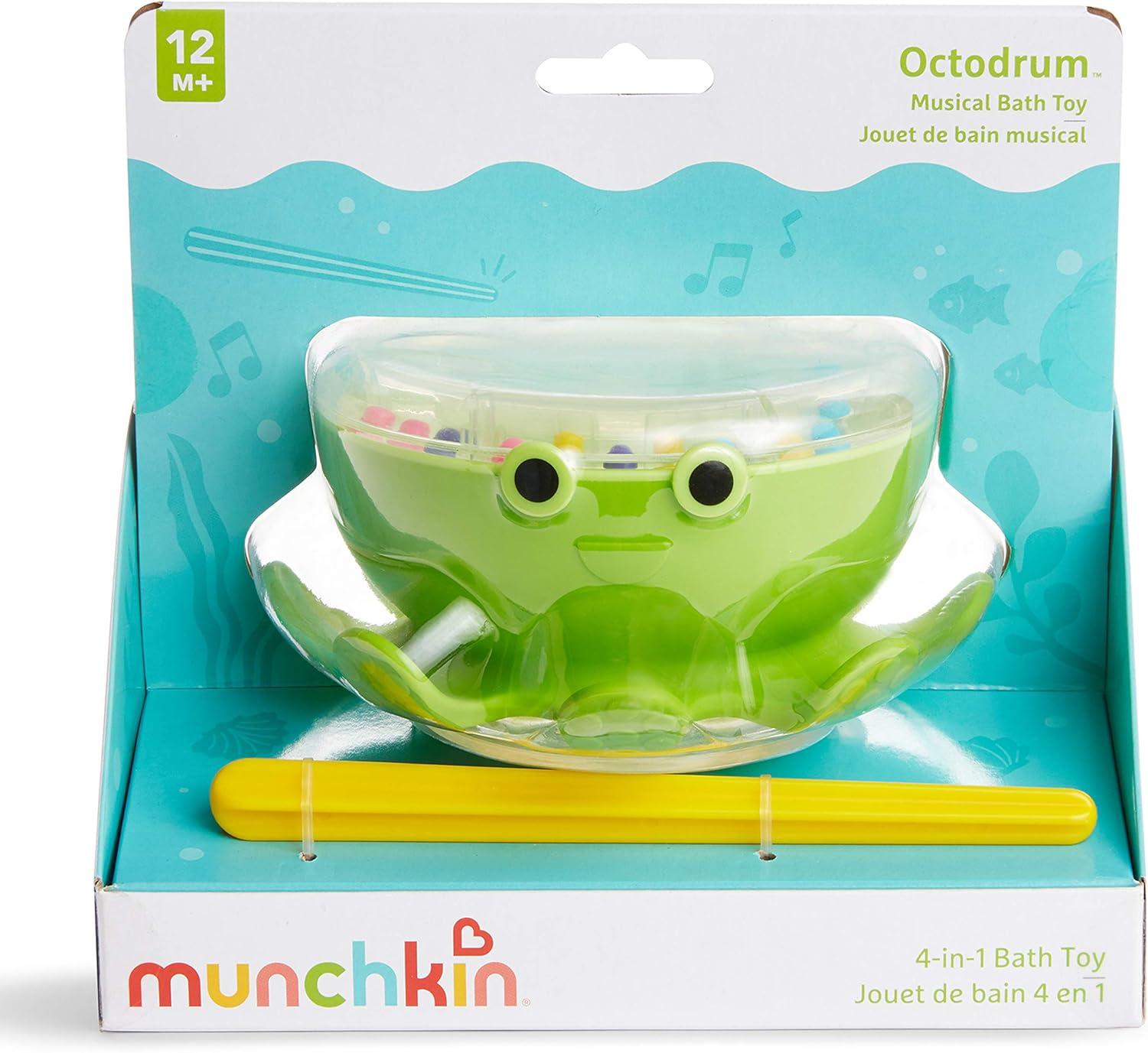 imageMunchkin Octodrum 3in1 Musical Toddler Bath Toy Drum Tambourine and Maze Green2 Piece Set