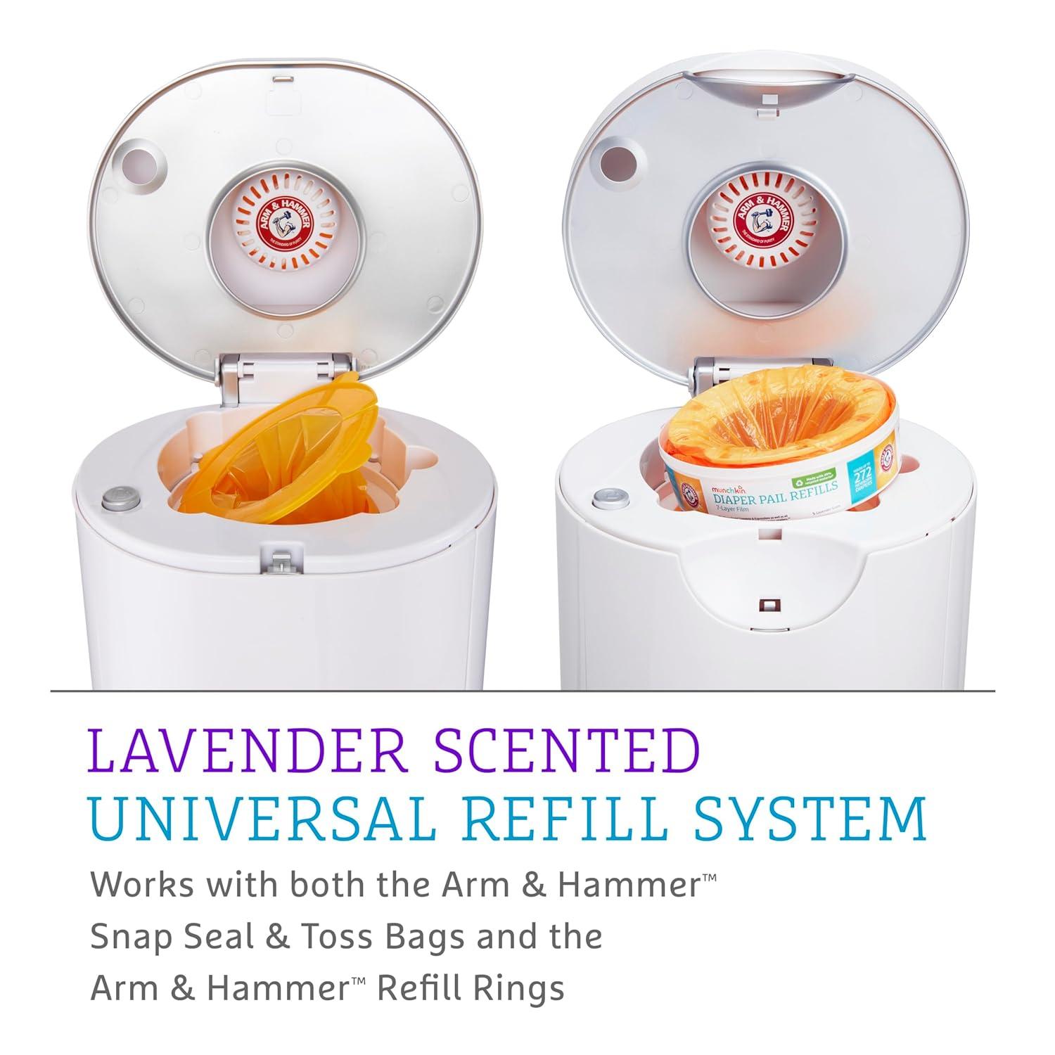 imageMunchkin PAIL Diaper Pail Baby Registry Starter Set Powered by Arm ampamp Hammer Includes 6 Snap Seal and Toss Bags 1 Starter Refill Ring and 1 PUCK Baking Soda CartridgeDiaper Pail