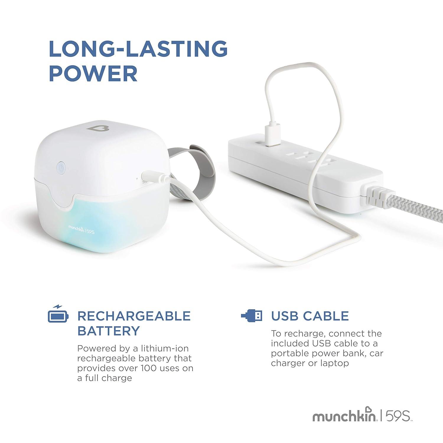 imageMunchkin Portable UV Sterilizer Plus with Rechargeable Battery Mini UV Light Sanitizer Eliminates 9999 of Germs in 59 Seconds