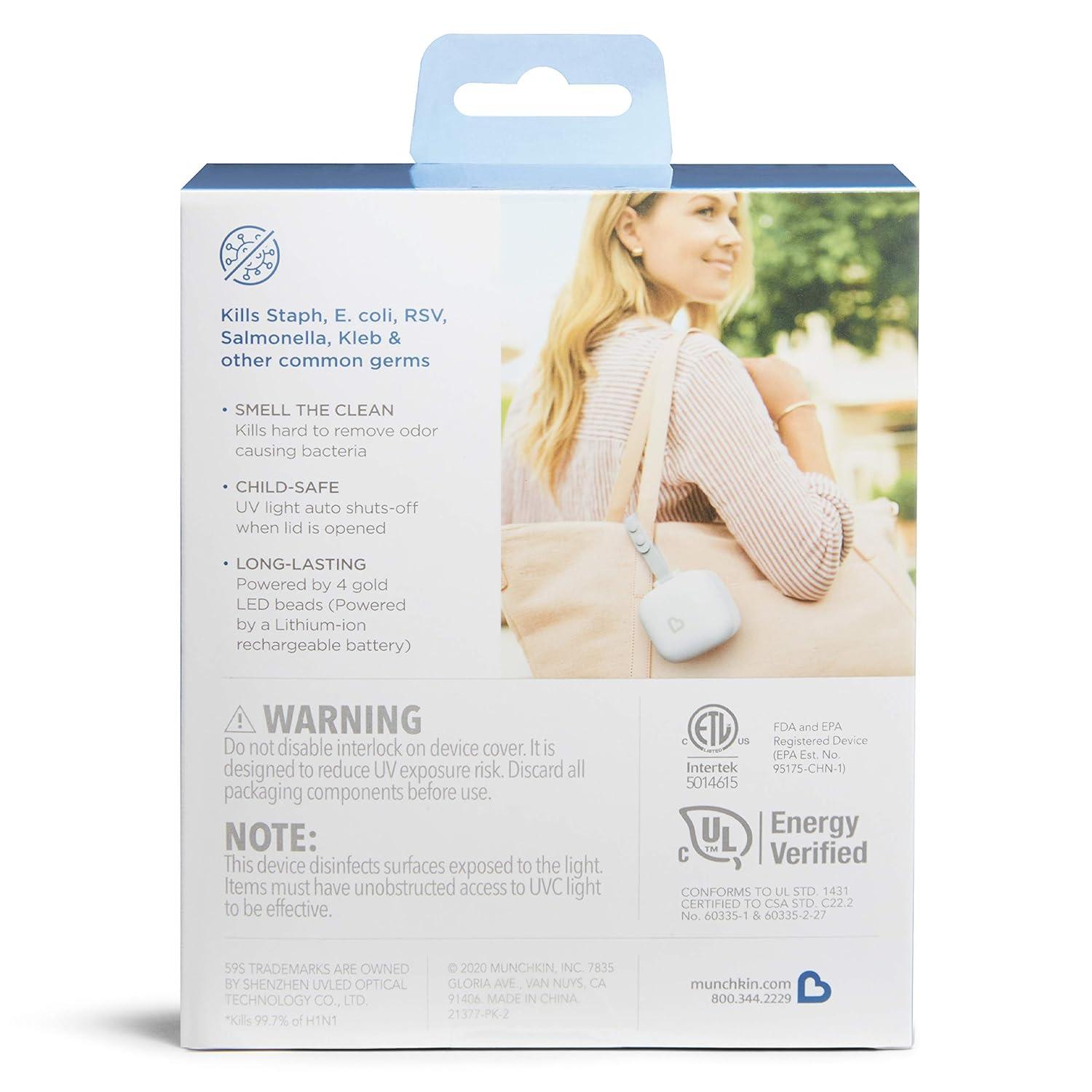 imageMunchkin Portable UV Sterilizer Plus with Rechargeable Battery Mini UV Light Sanitizer Eliminates 9999 of Germs in 59 Seconds