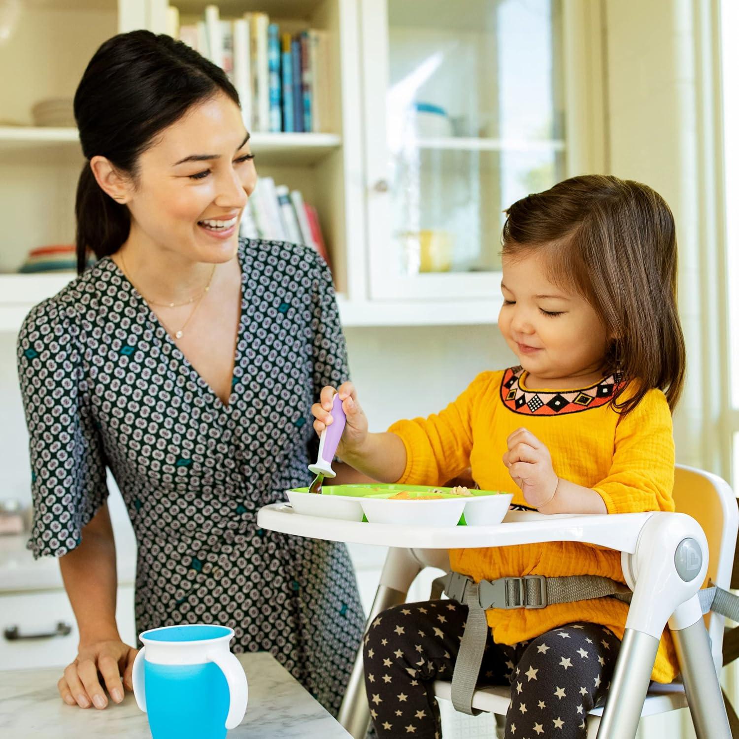 imageMunchkin Raise Toddler Fork and Spoon Utensil Set Rest Keeps Tip Off Table BPA Free 4 Pack BlueGreenPurple