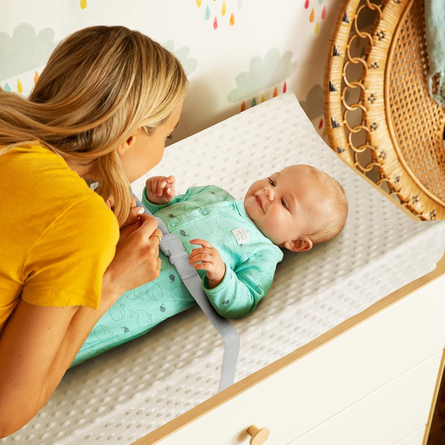 imageMunchkin Secure Grip Baby Diaper Changing Pad for Dresser Waterproof and Wipeable Contoured Standard Size 1475quot x 31quot WhiteChanging Pad Covers