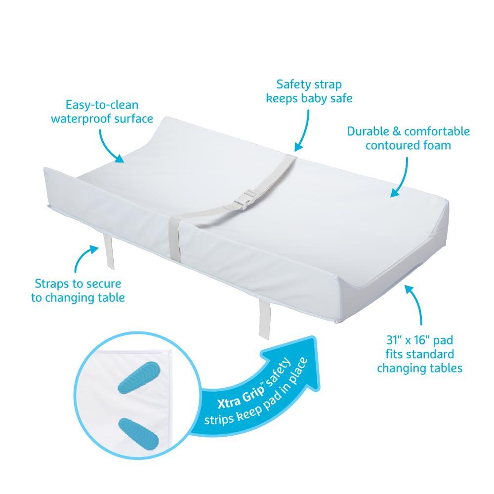 imageMunchkin Secure Grip Baby Diaper Changing Pad for Dresser and Waterproof Changing Pad Liners White