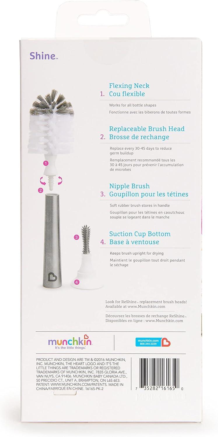 imageMunchkin Shine Stainless Steel Bottle Brush and Refill Brush Head110g