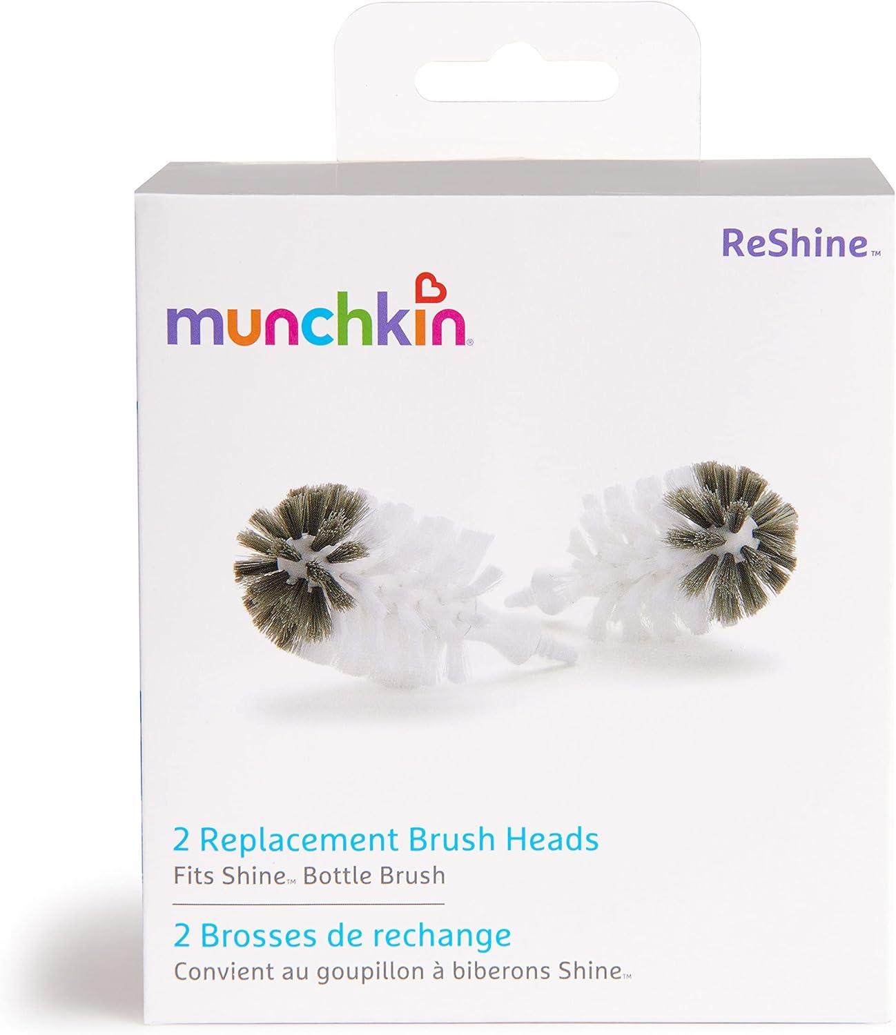 imageMunchkin Shine Stainless Steel Bottle Brush and Refill Brush Head2 Count Pack of 1