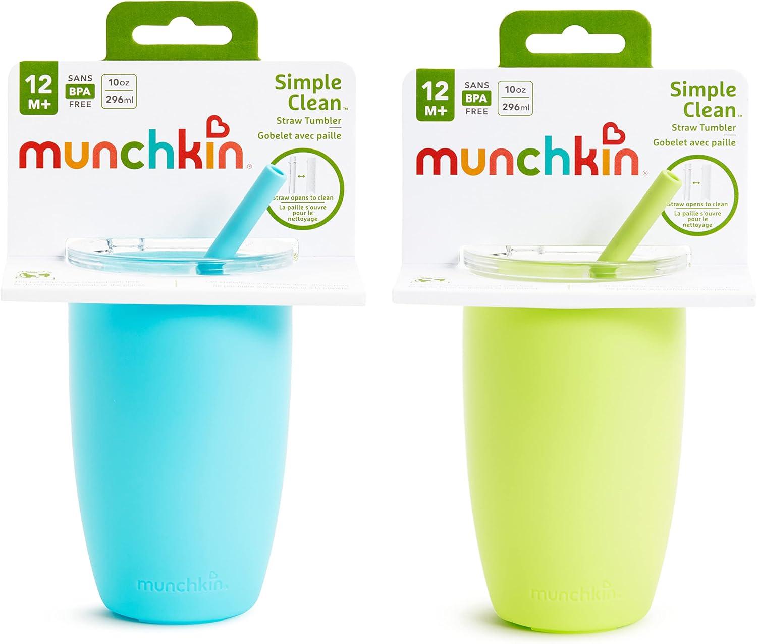 imageMunchkin Simple Clean Toddler Sippy Cup Tumbler with Easy Clean Straw 10 Ounce 2 Pack BlueGreen10 Ounce
