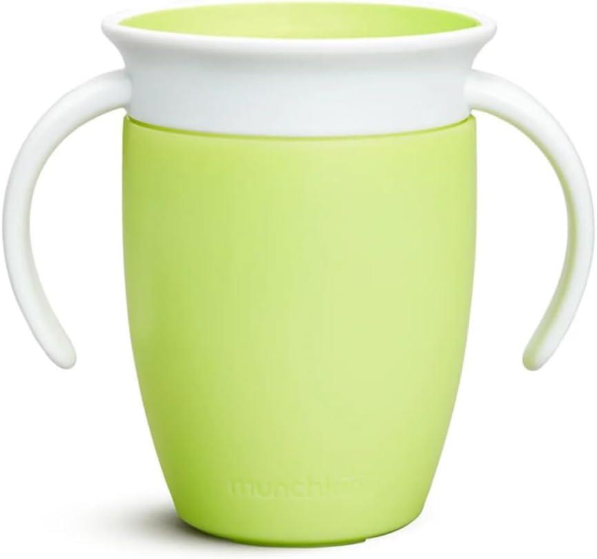 imageMunchkin Sippy Cup for 6 Month Old and Up Spill Proof Miracle 360 Toddler Cups with Transition Handles 7 Ounce 2 Pack BlueGreenLime