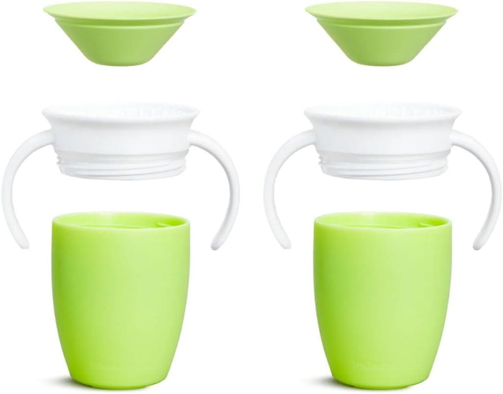 imageMunchkin Sippy Cup for 6 Month Old and Up Spill Proof Miracle 360 Toddler Cups with Transition Handles 7 Ounce 2 Pack BlueGreenLime 2 Count