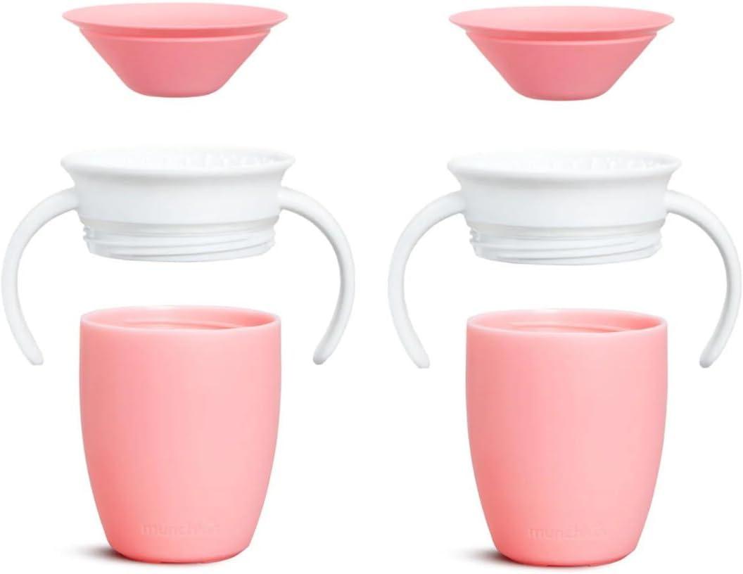 imageMunchkin Sippy Cup for 6 Month Old and Up Spill Proof Miracle 360 Toddler Cups with Transition Handles 7 Ounce 2 Pack BlueGreenRose 2 Count