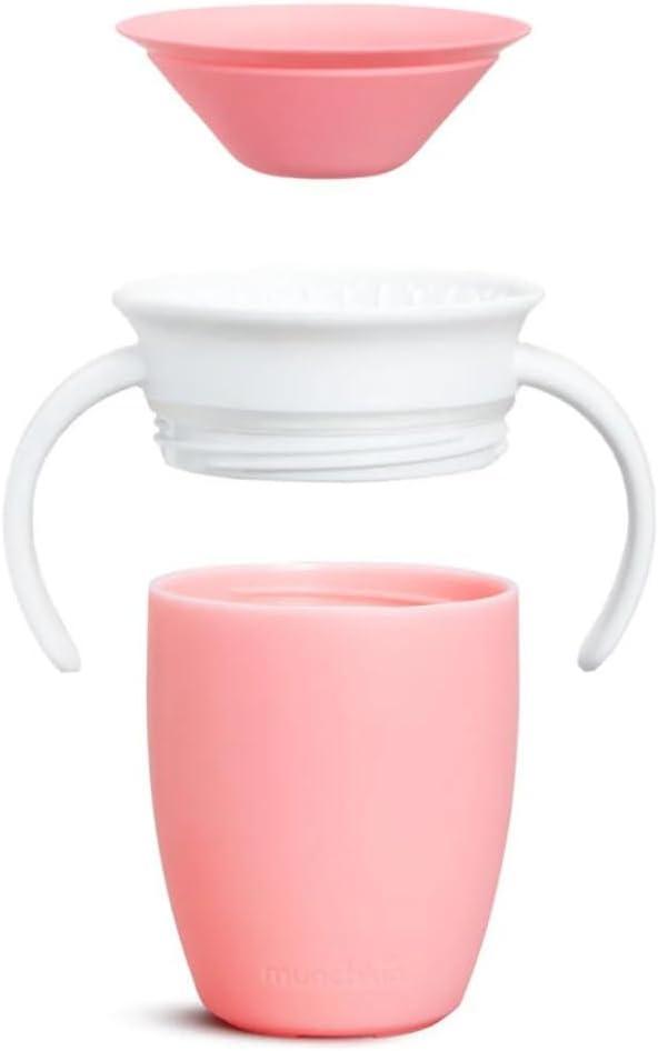 imageMunchkin Sippy Cup for 6 Month Old and Up Spill Proof Miracle 360 Toddler Cups with Transition Handles 7 Ounce 2 Pack BlueGreenRose