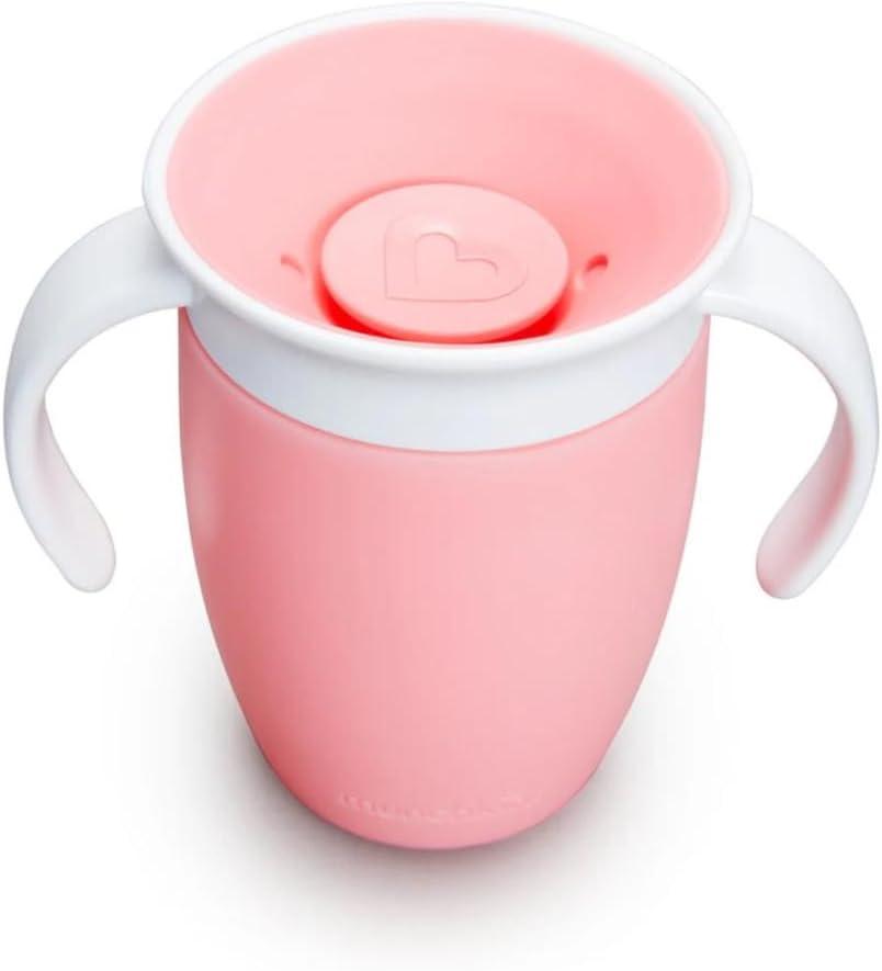 imageMunchkin Sippy Cup for 6 Month Old and Up Spill Proof Miracle 360 Toddler Cups with Transition Handles 7 Ounce 2 Pack BlueGreenRose
