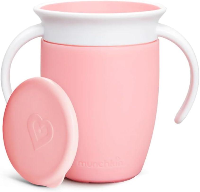 imageMunchkin Sippy Cup for 6 Month Old and Up Spill Proof Miracle 360 Toddler Cups with Transition Handles 7 Ounce 2 Pack BlueGreenRose