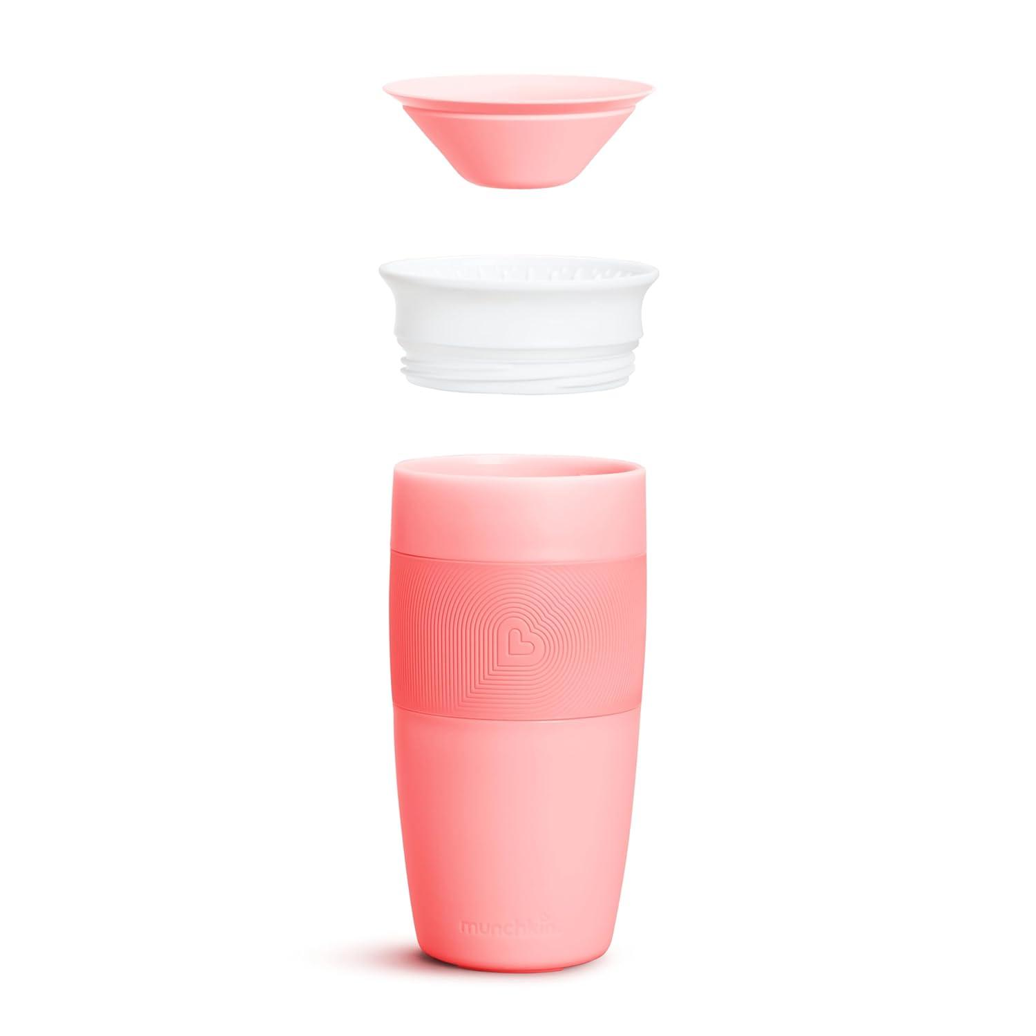 imageMunchkin Sippy Cup for Toddlers Miracle 360 Cup with Straw and Open Sipper Lid Grow with Me Kit 14 Ounce 14 Ounce Pink