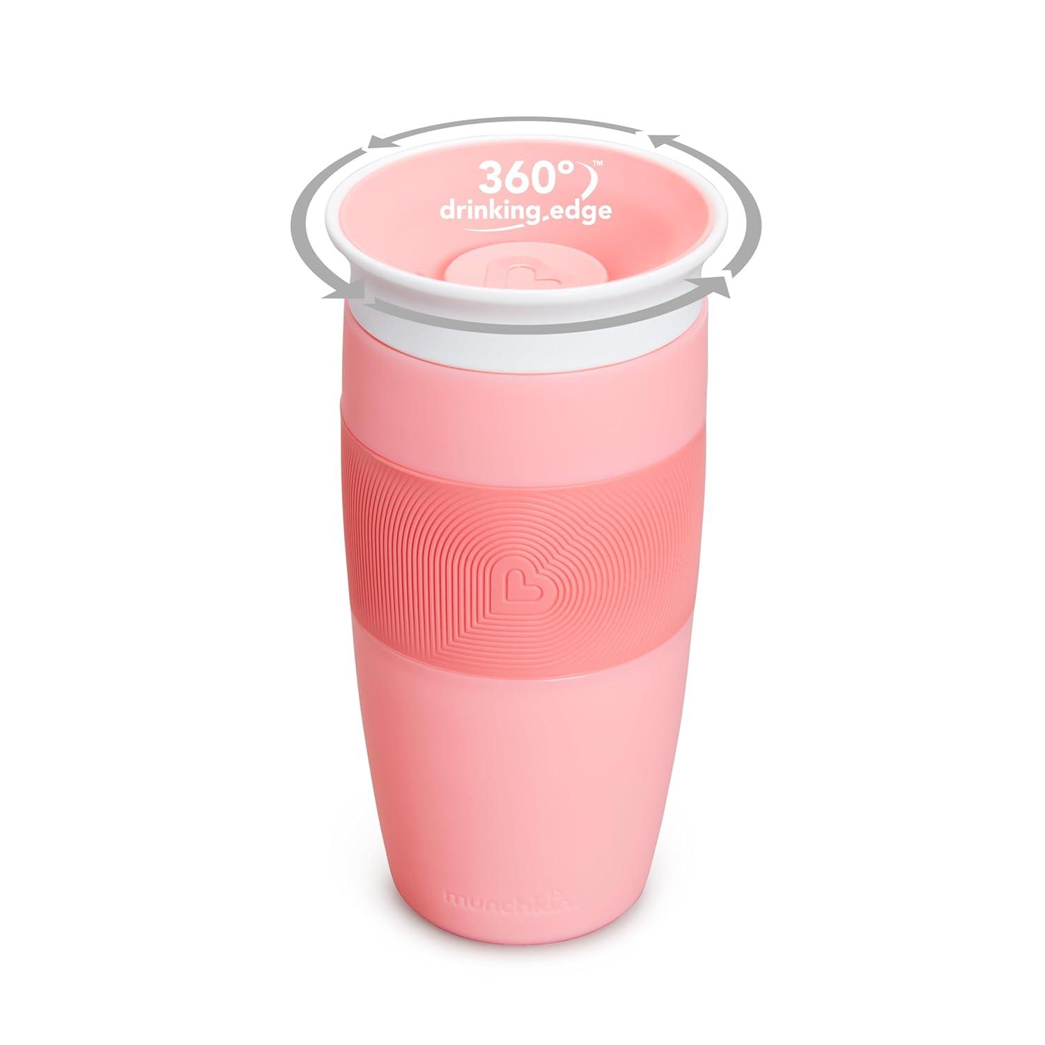 imageMunchkin Sippy Cup for Toddlers Miracle 360 Cup with Straw and Open Sipper Lid Grow with Me Kit 14 Ounce 14 Ounce Pink
