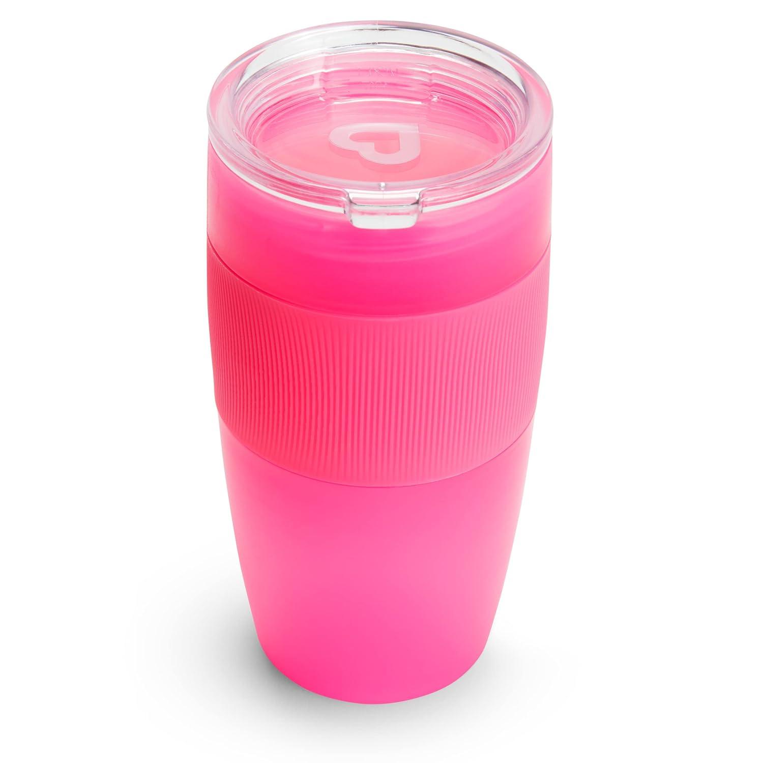 imageMunchkin Sippy Cup for Toddlers Miracle 360 Cup with Straw and Open Sipper Lid Grow with Me Kit 14 Ounce 14 Ounce Pink