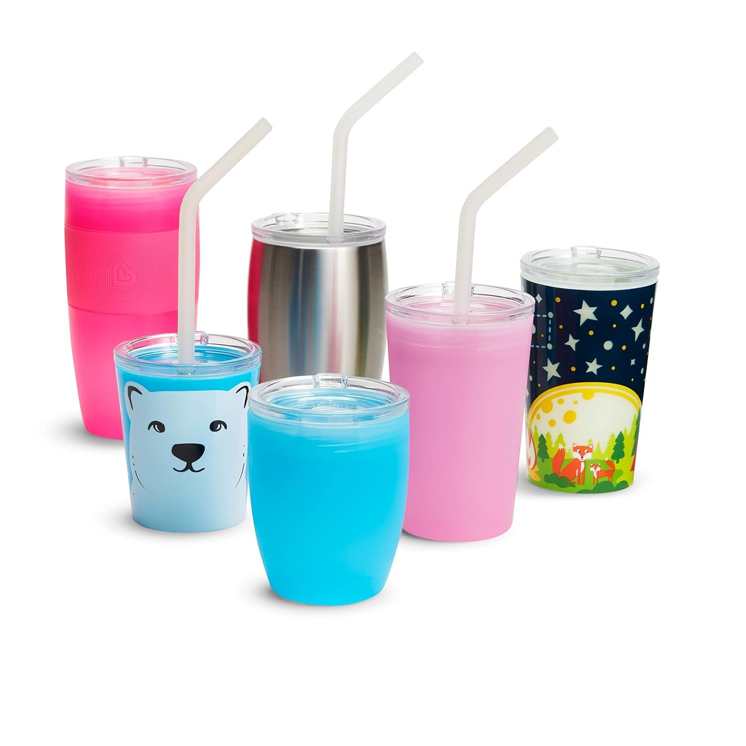 imageMunchkin Sippy Cup for Toddlers Miracle 360 Glow in the Dark Cup with Straw Cup and Open Sipper Lid Grow with Me Kit 9 Ounce Astronaut