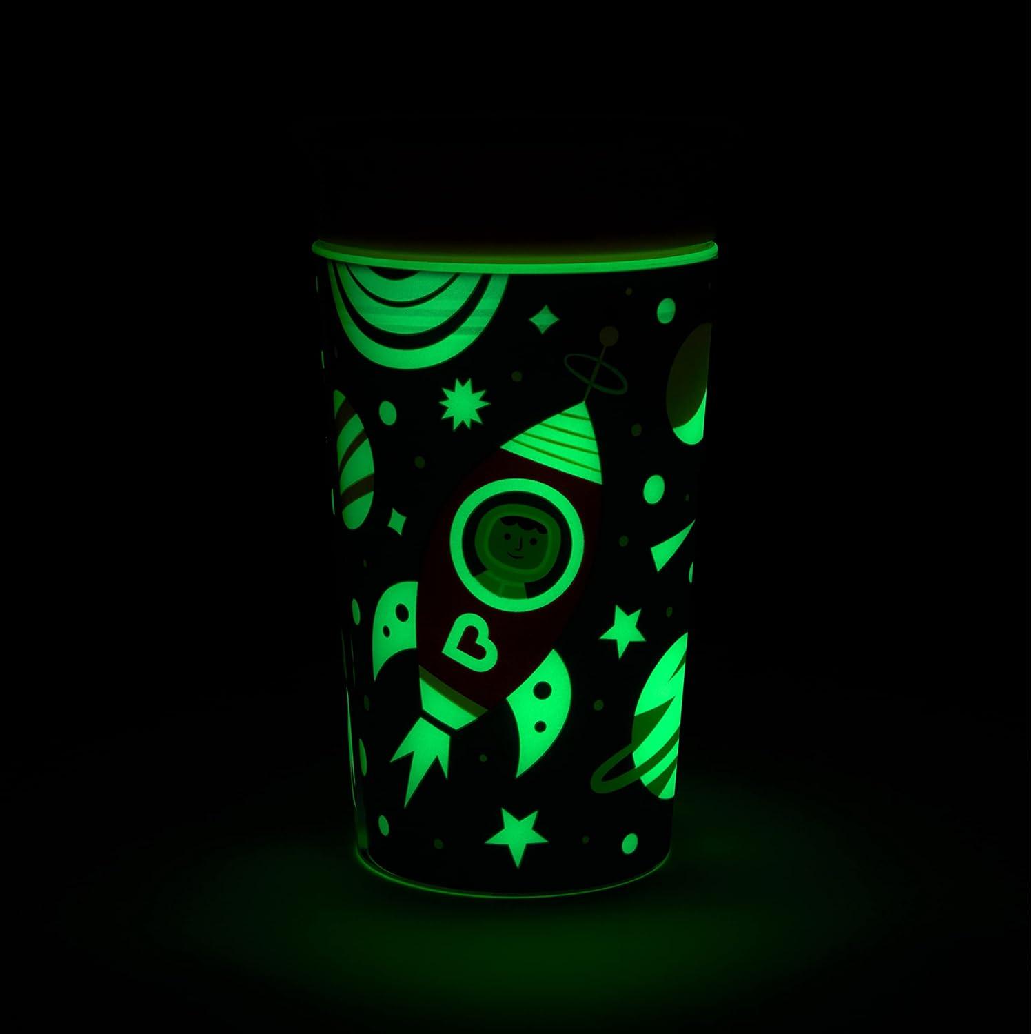 imageMunchkin Sippy Cup for Toddlers Miracle 360 Glow in the Dark Cup with Straw Cup and Open Sipper Lid Grow with Me Kit 9 Ounce Astronaut