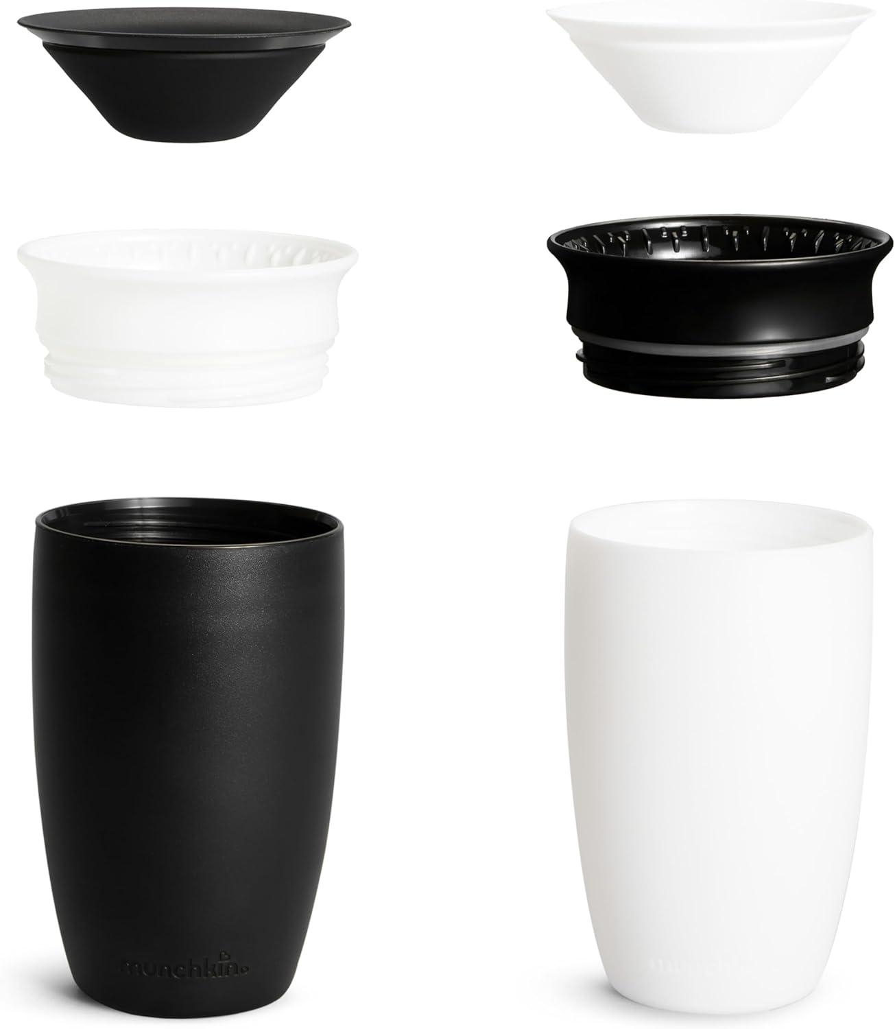 imageMunchkin Sippy Cups for Toddlers 13 Spill Proof Miracle 360 Cup 10 Ounce 2 Pack BlackWhiteSippy Cup