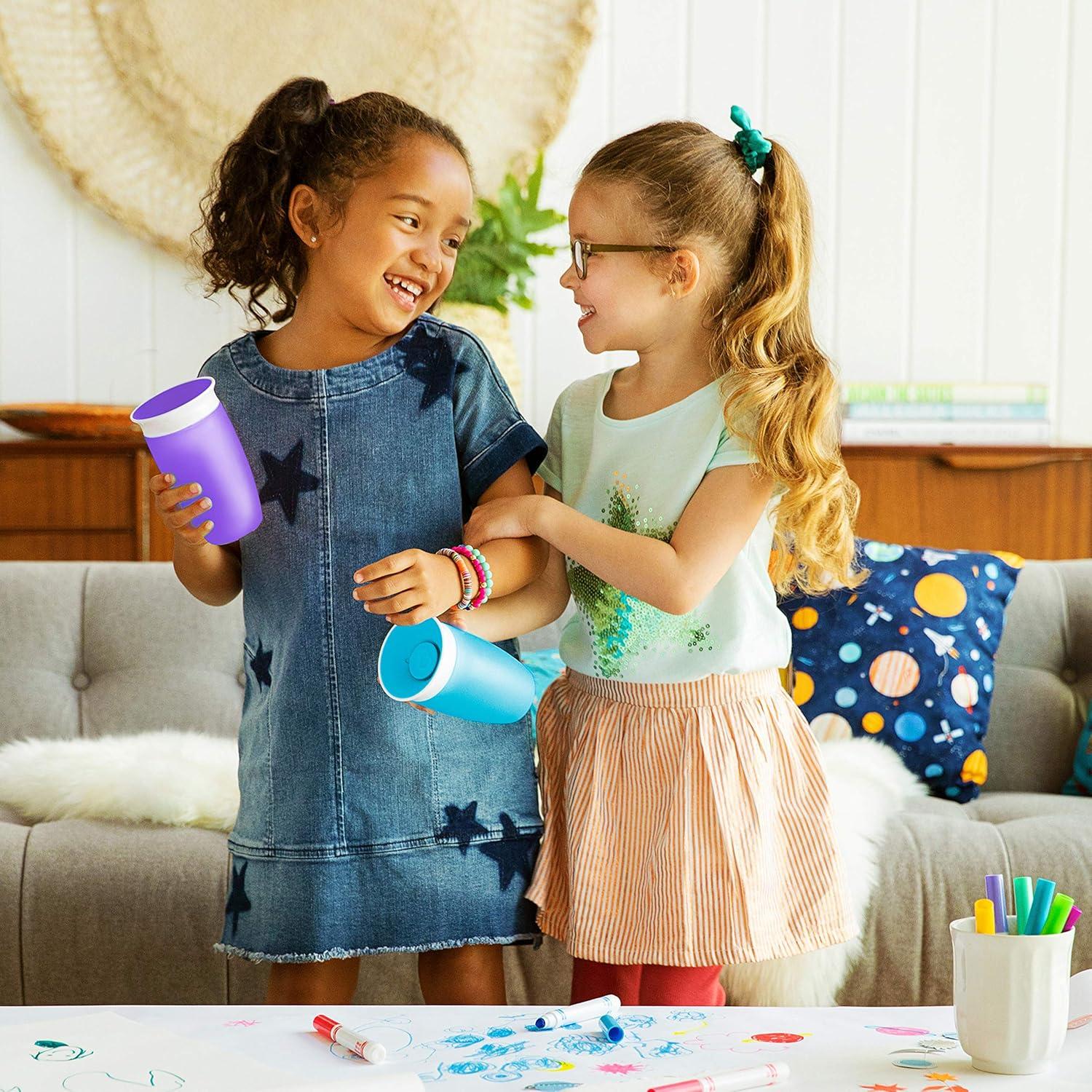 imageMunchkin Sippy Cups for Toddlers 13 Spill Proof Miracle 360 Cup 10 Ounce 2 Pack PinkPurpleBlue