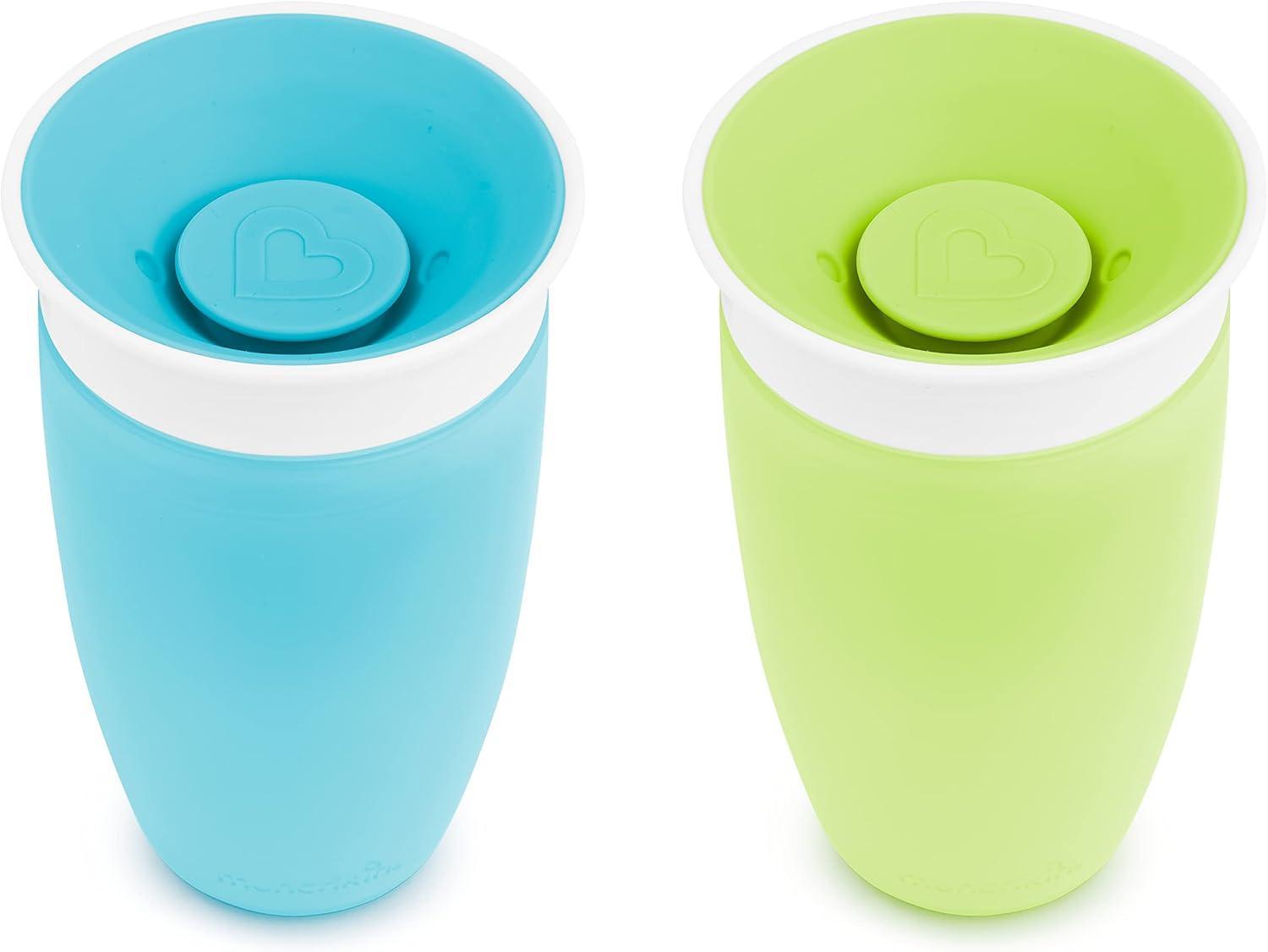 imageMunchkin Sippy Cups for Toddlers 13 Spill Proof Miracle 360 Cup 10 Ounce 2 Pack PinkPurpleBlueGreen