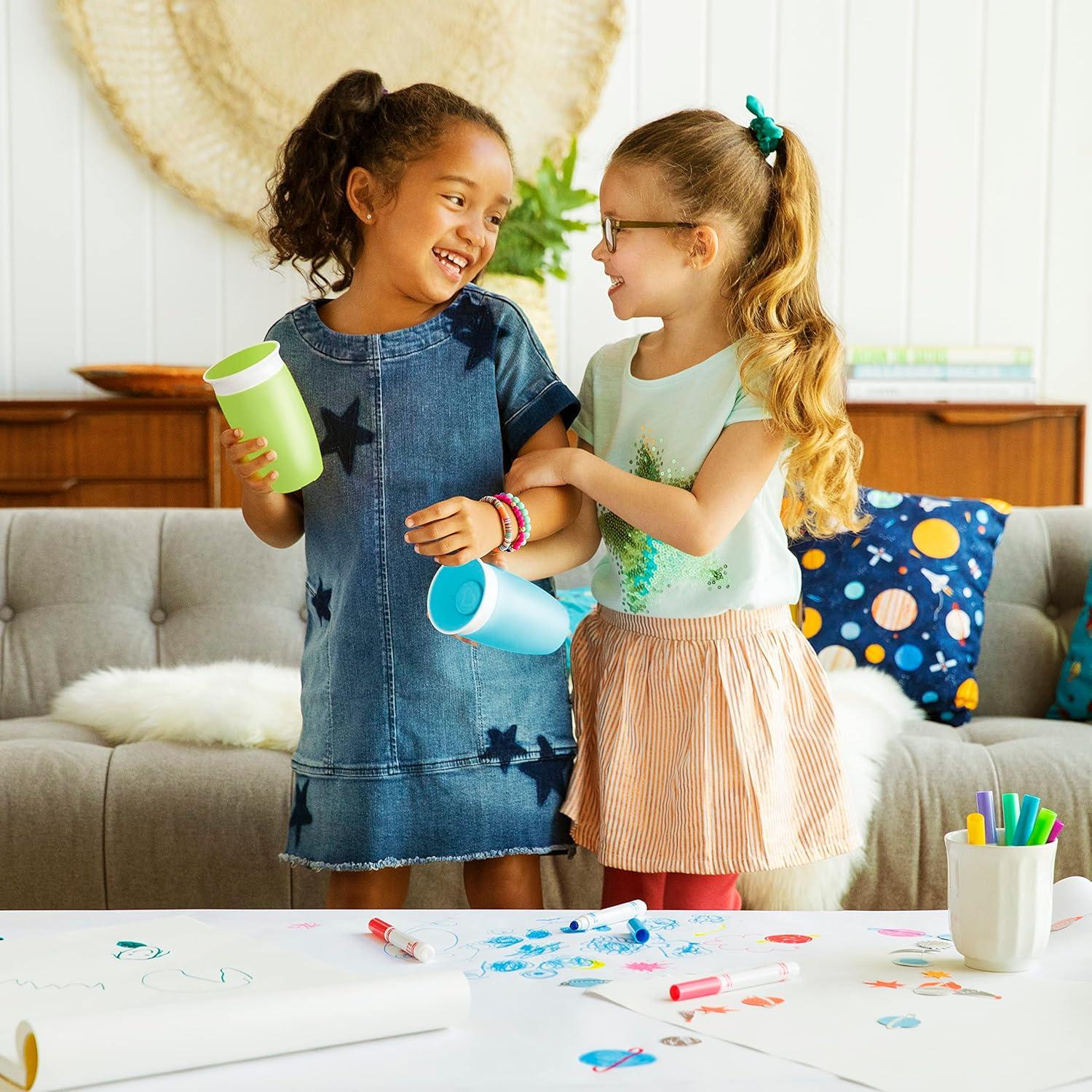 imageMunchkin Sippy Cups for Toddlers 13 Spill Proof Miracle 360 Cup 10 Ounce 2 Pack PinkPurpleBlueGreen