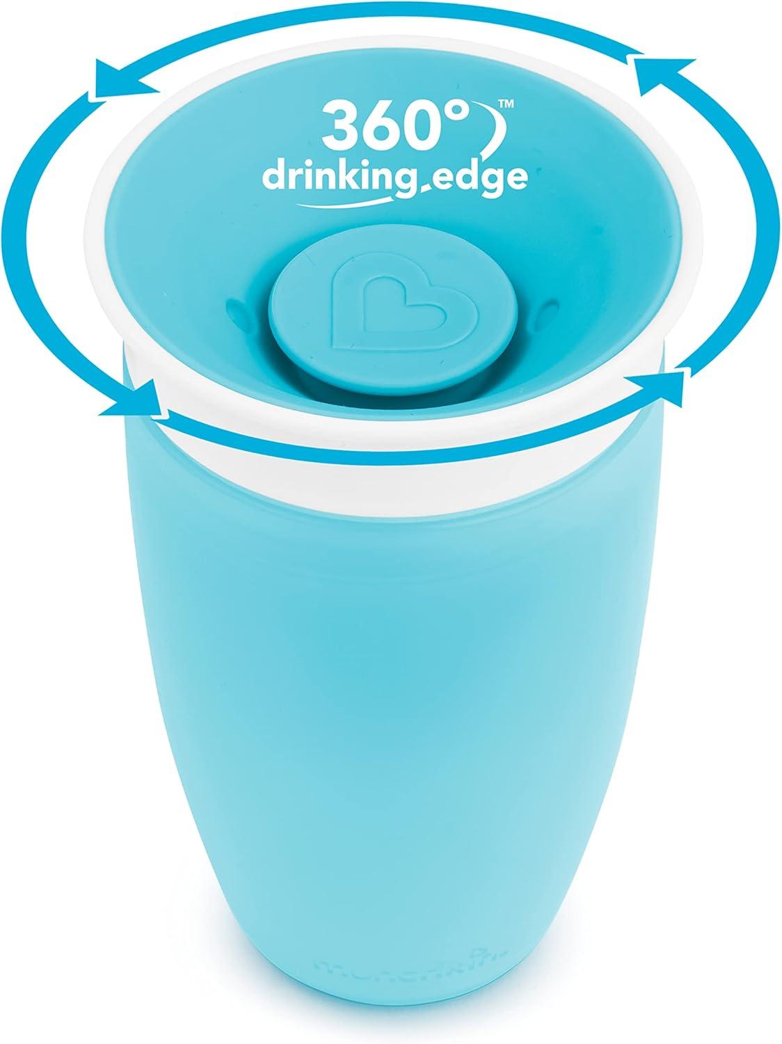imageMunchkin Sippy Cups for Toddlers 13 Spill Proof Miracle 360 Cup 10 Ounce 2 Pack PinkPurpleBluePurple